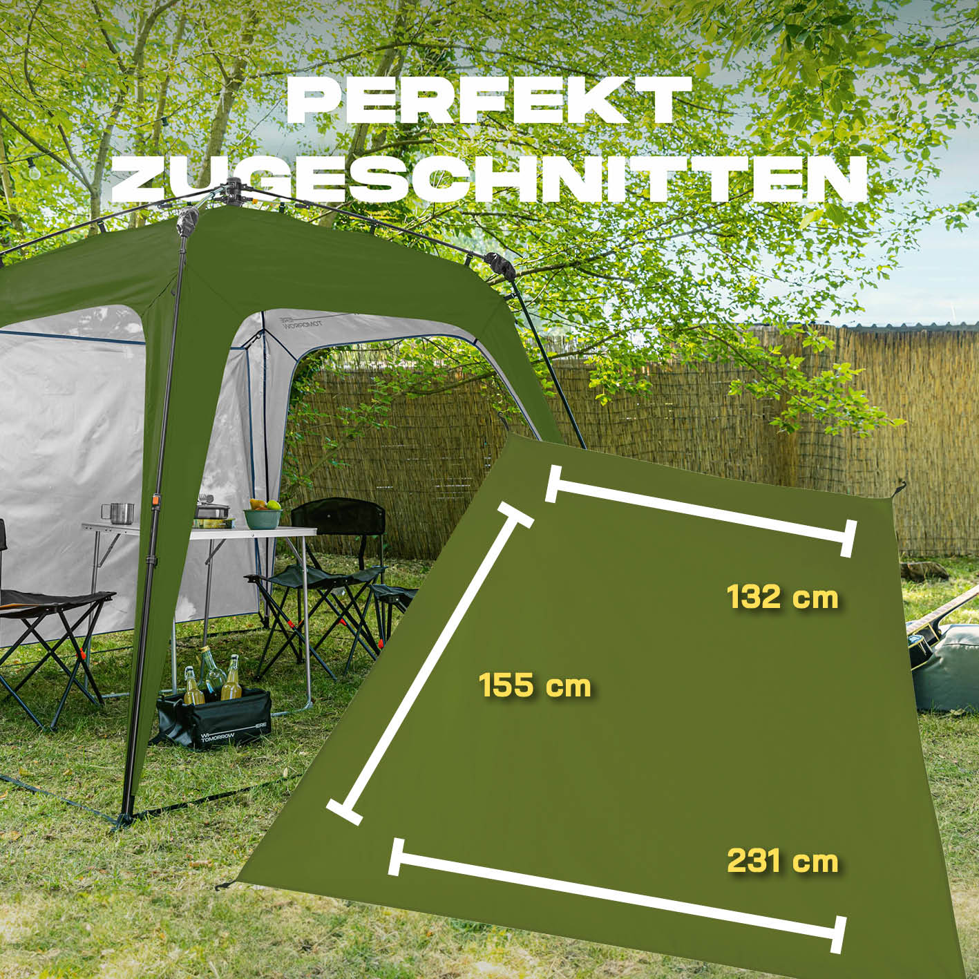 Pop Up Pavillon Gartenzelt - Seitenwand - Dunkelgrün