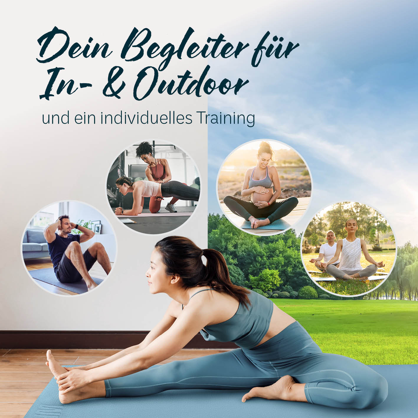 Yogamatte Kirana - 183 x 61 x 0,4 cm - Kiesel, weiche, rutschfeste ECO-PVC Matte für Pilates, Fitness und Yoga Indoor & Outdoor.