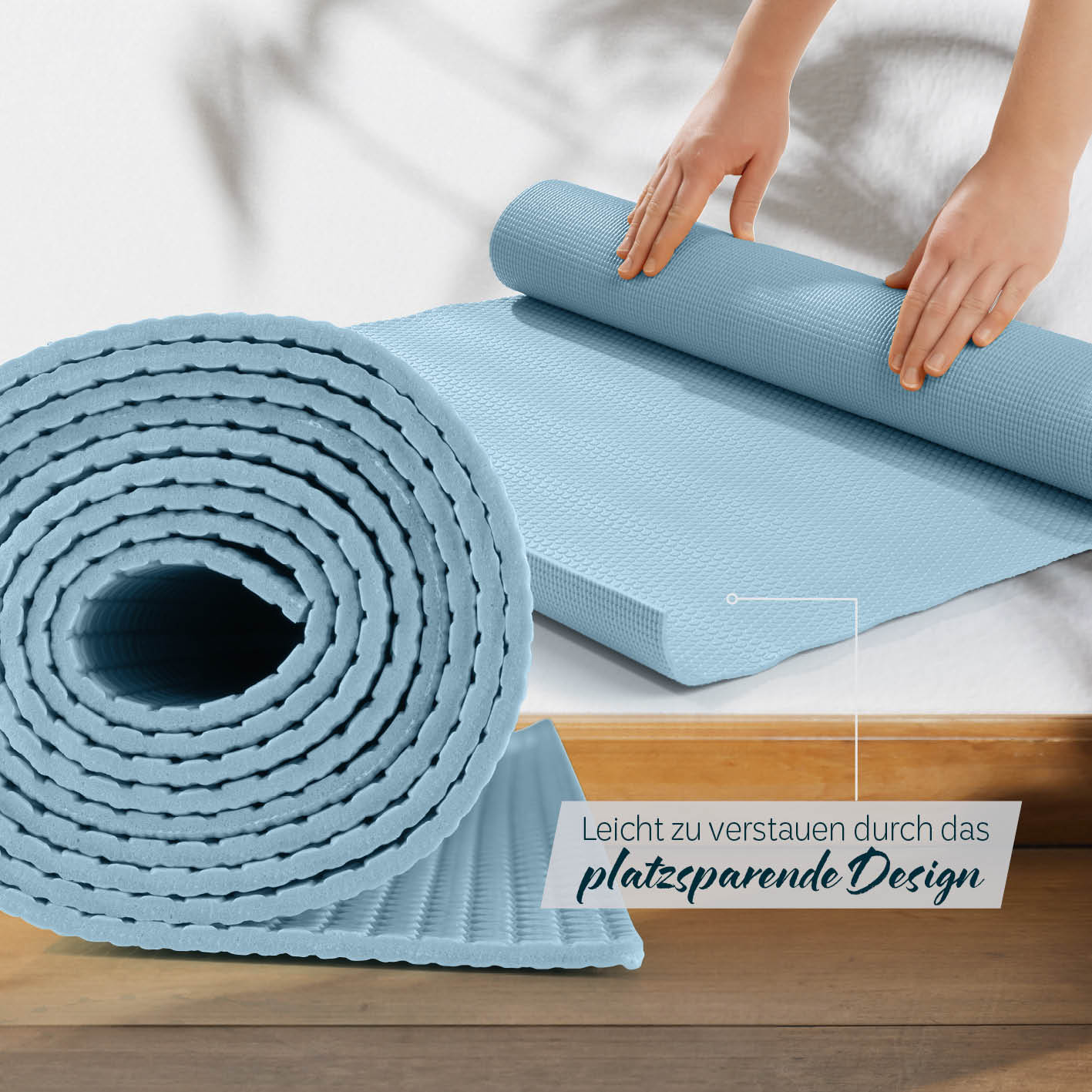Yogamatte Kirana - 183 x 61 x 0,4 cm - Kiesel, weiche, rutschfeste Trainingsmatte aus ECO-PVC mit platzsparendem Design.