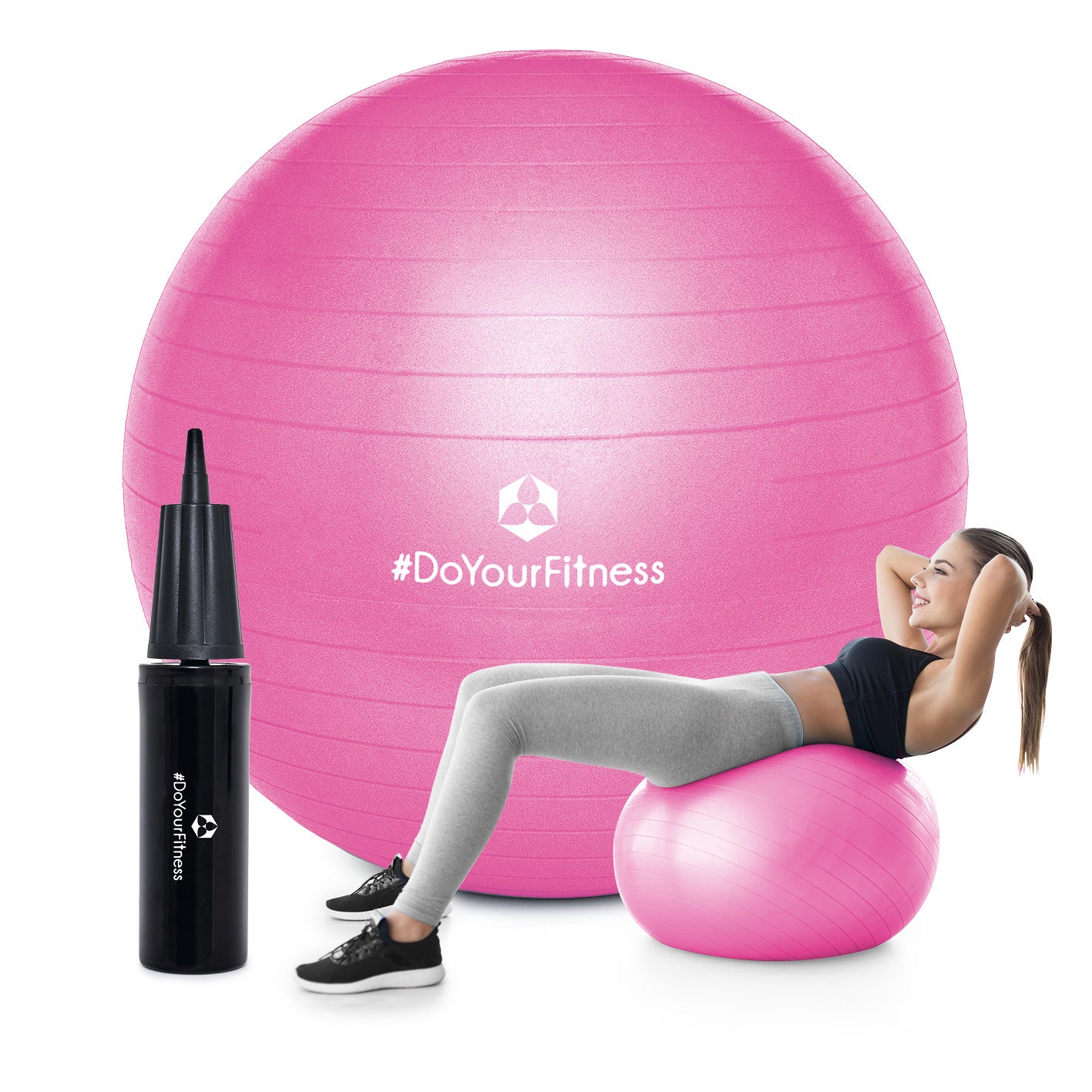 Gymnastikball inkl. Ballpumpe - Fitness Sitzball - Pink - 75 cm mit Anti-Burst, robust und vielseitig einsetzbar fürs Training.