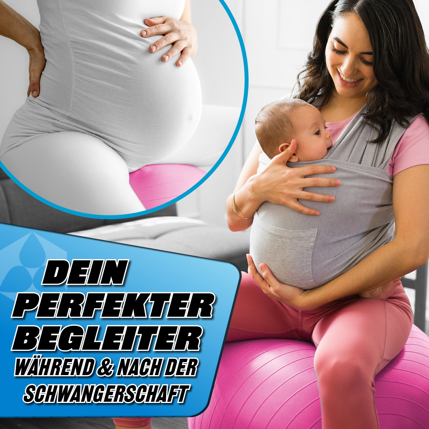 Gymnastikball inkl. Ballpumpe - Fitness Sitzball - Pink - 65 cm, ideal für Schwangerschaftsgymnastik und Reha-Übungen.