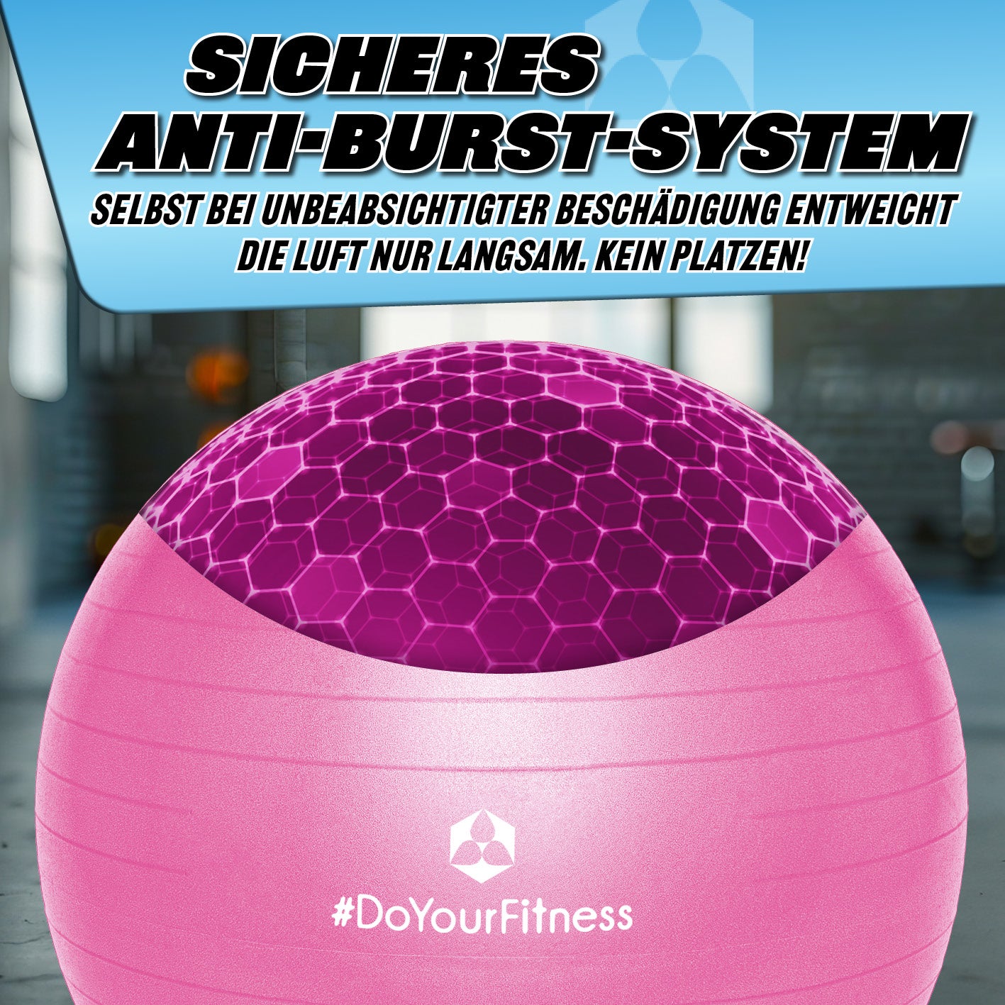 Gymnastikball inkl. Ballpumpe - Fitness Sitzball - Pink - 75 cm mit sicherem Anti-Burst-System und strapazierfähigem Material.