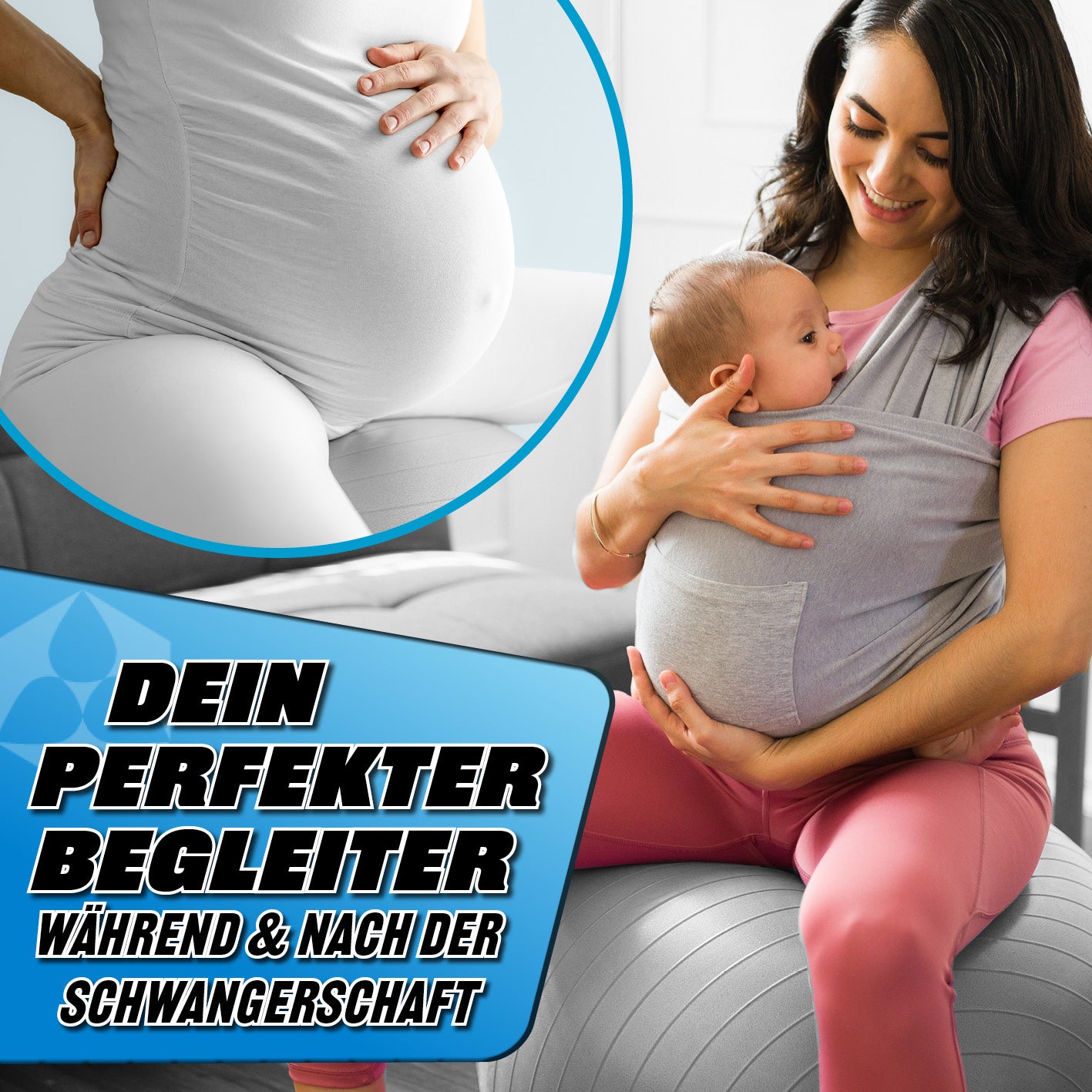 Gymnastikball inkl. Ballpumpe - Fitness Sitzball - Silber - 65 cm, ideal für Schwangerschaftsgymnastik und Fitnessübungen zu Hause.