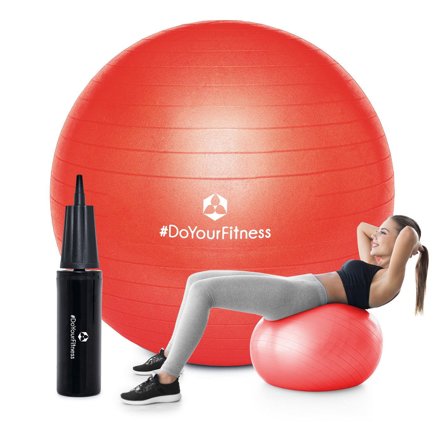 Gymnastikball inkl. Ballpumpe - Fitness Sitzball - Rot - 85 cm