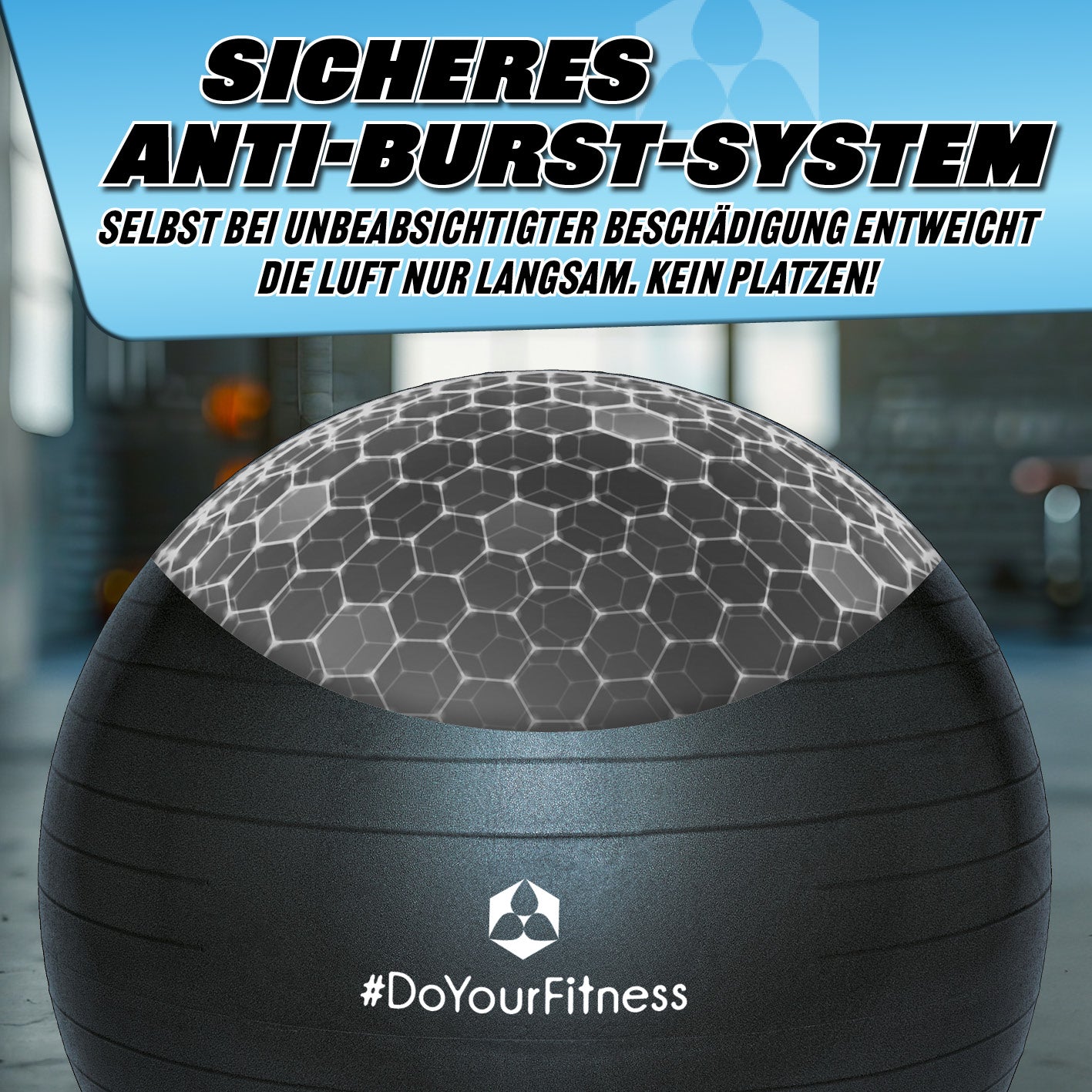 Gymnastikball inkl. Ballpumpe - Fitness Sitzball - Schwarz - 55 cm mit sicherem Anti-Burst-System und robustem Design bis 150 kg belastbar.