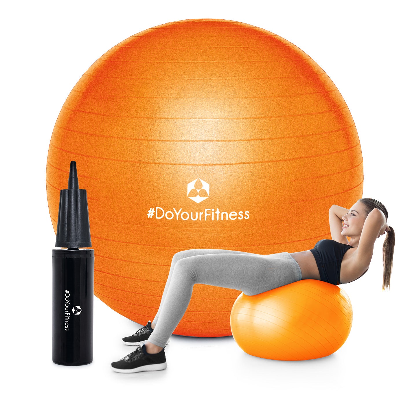 Gymnastikball inkl. Ballpumpe - Fitness Sitzball - Orange - 85 cm, vielseitig für Sport, Pilates, Reha, belastbar bis 150 kg.