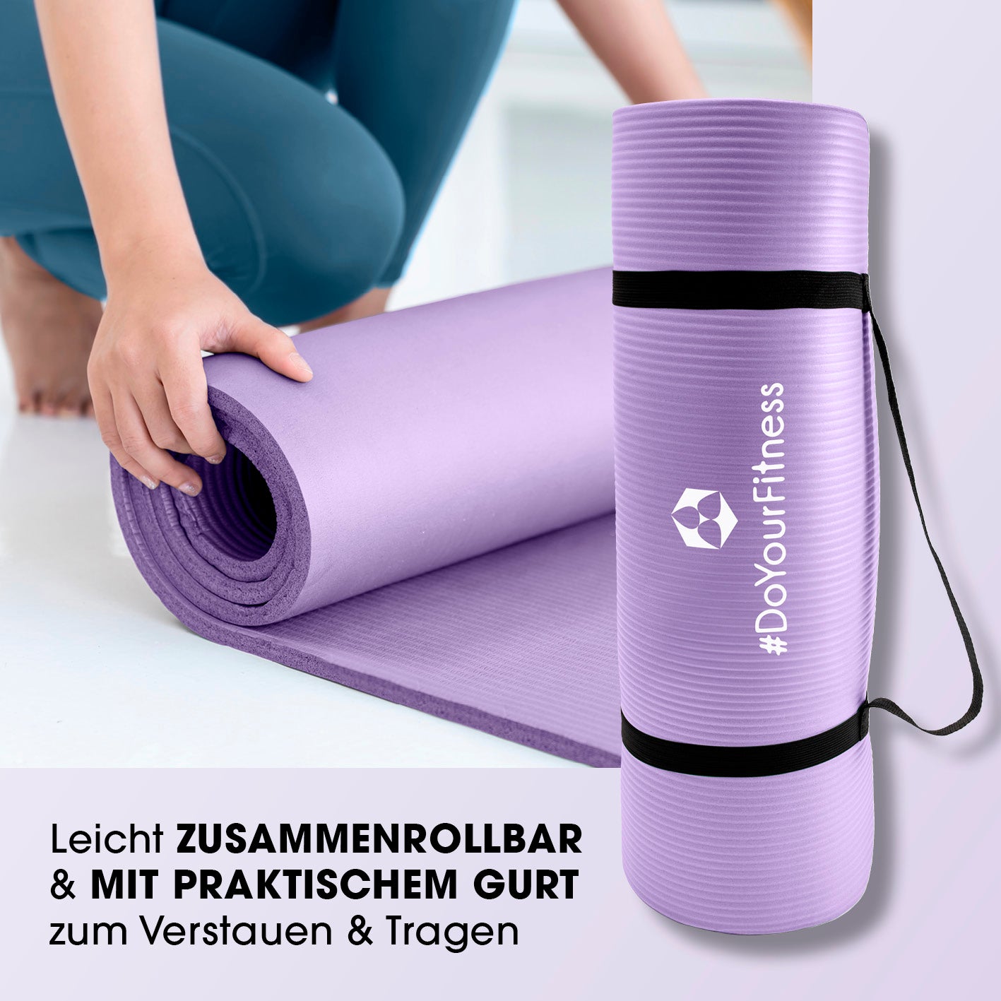 Fitness- und Gymnastikmatte - 183 x 61 x 1,5 cm - Lila