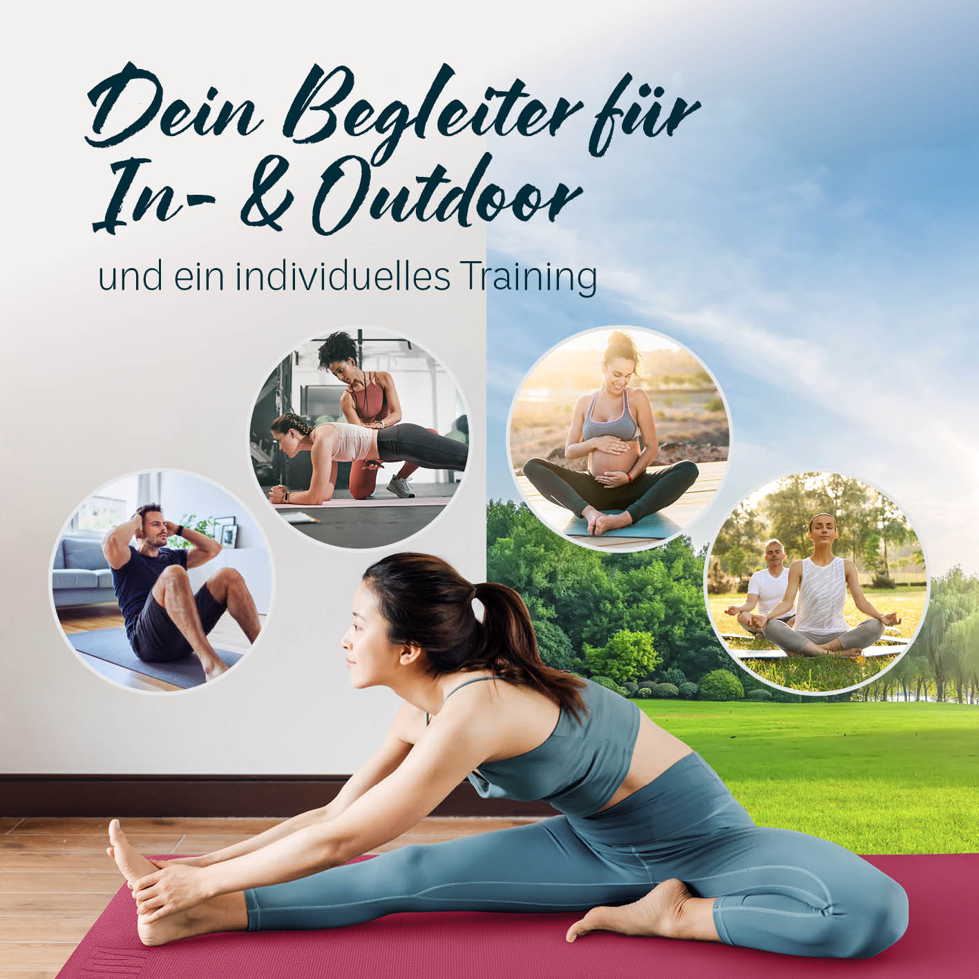 Yogamatte Kirana - 183 x 61 x 0,4 cm - Aubergine, weiche, rutschfeste Trainingsmatte für Pilates, Fitness und Outdoor-Training.