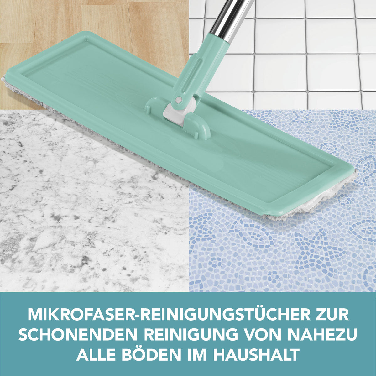 Ersatz-Wischtuch 2er-Set - grau auf einem Wischmopp zur schonenden Bodenreinigung