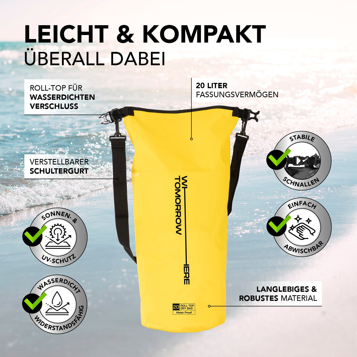 Dry Bag 20L - Style 02 - Gelb