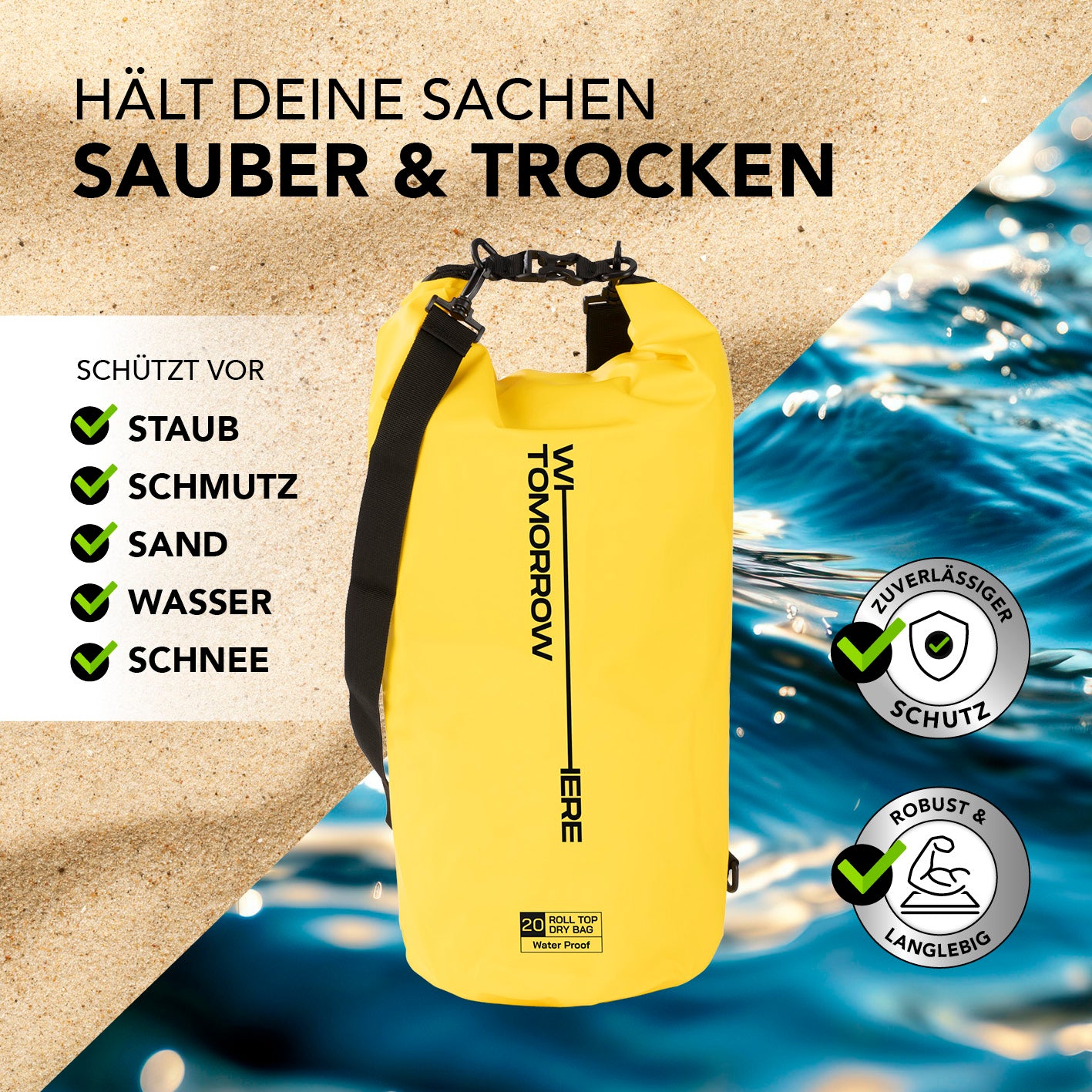 Dry Bag 20L - Style 02 - Gelb