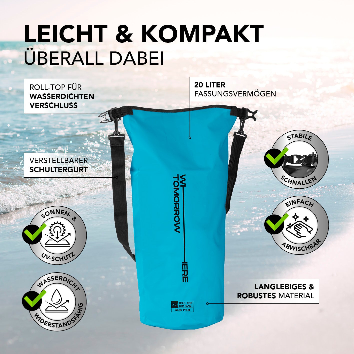 Dry Bag 20L - Style 02 - Himmelblau