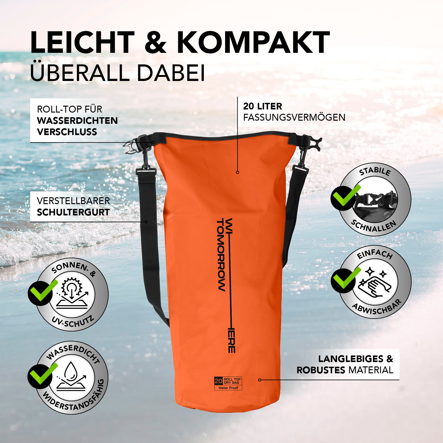 Dry Bag 20L - Style 02 - Orange