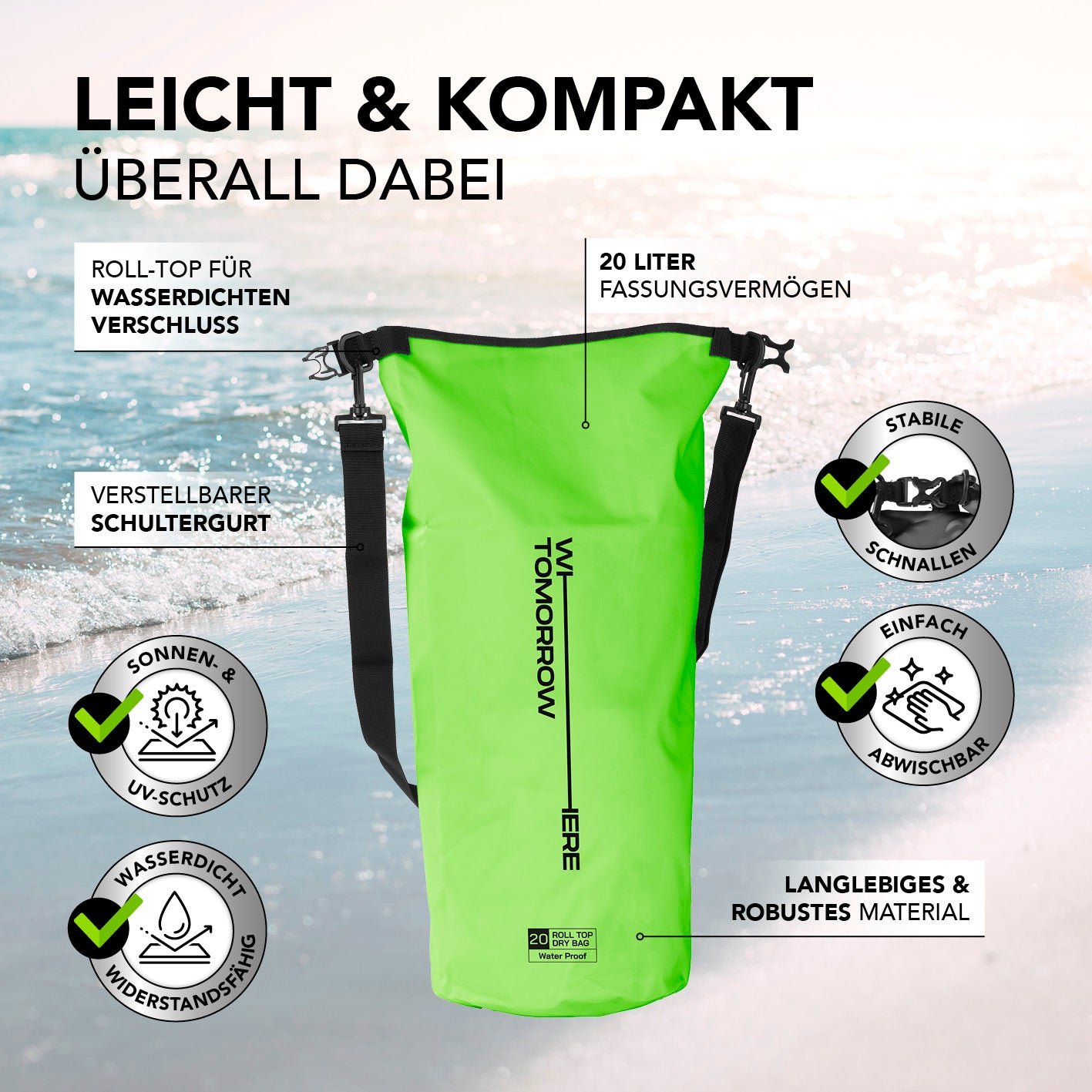 Dry Bag 20L - Style 02 - Grün