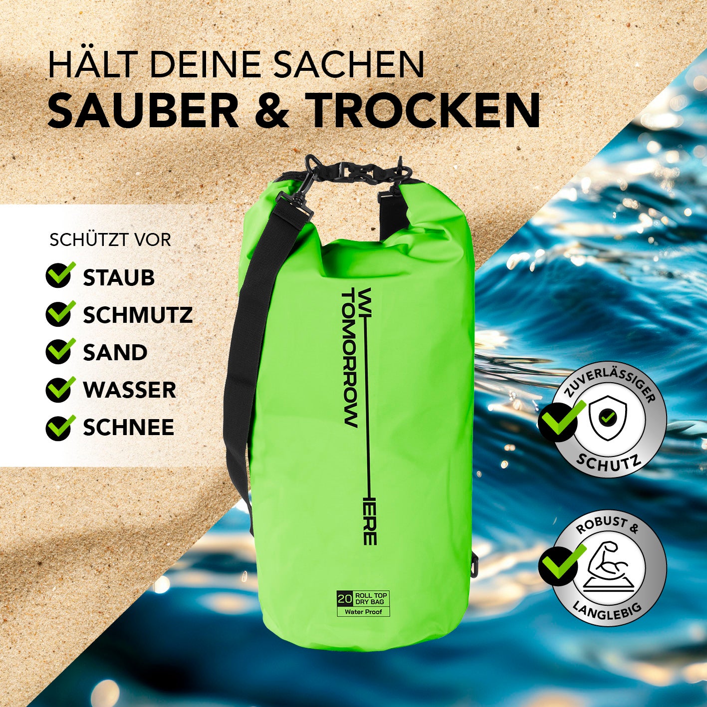 Dry Bag 20L - Style 02 - Grün