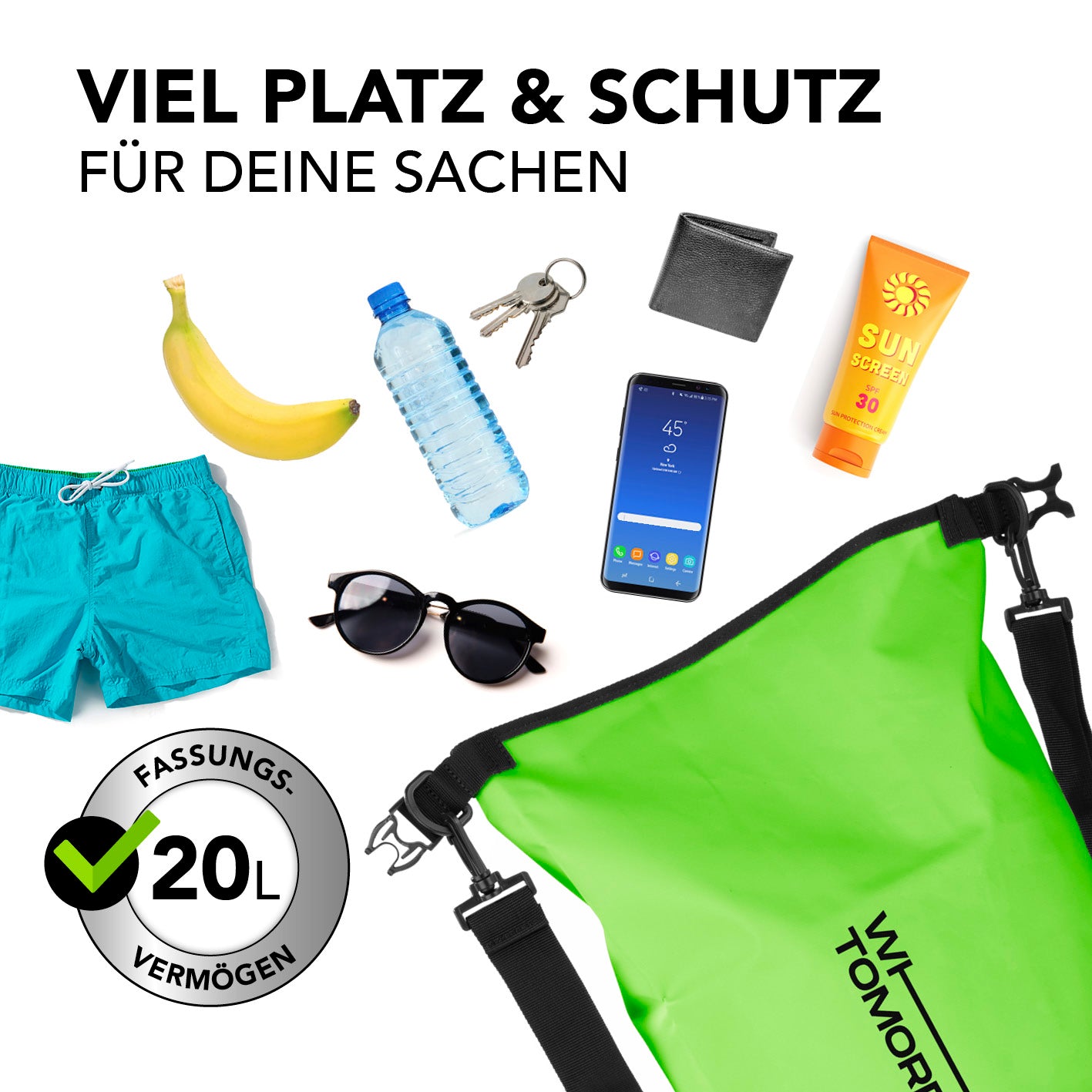 Dry Bag 20L - Style 02 - Grün