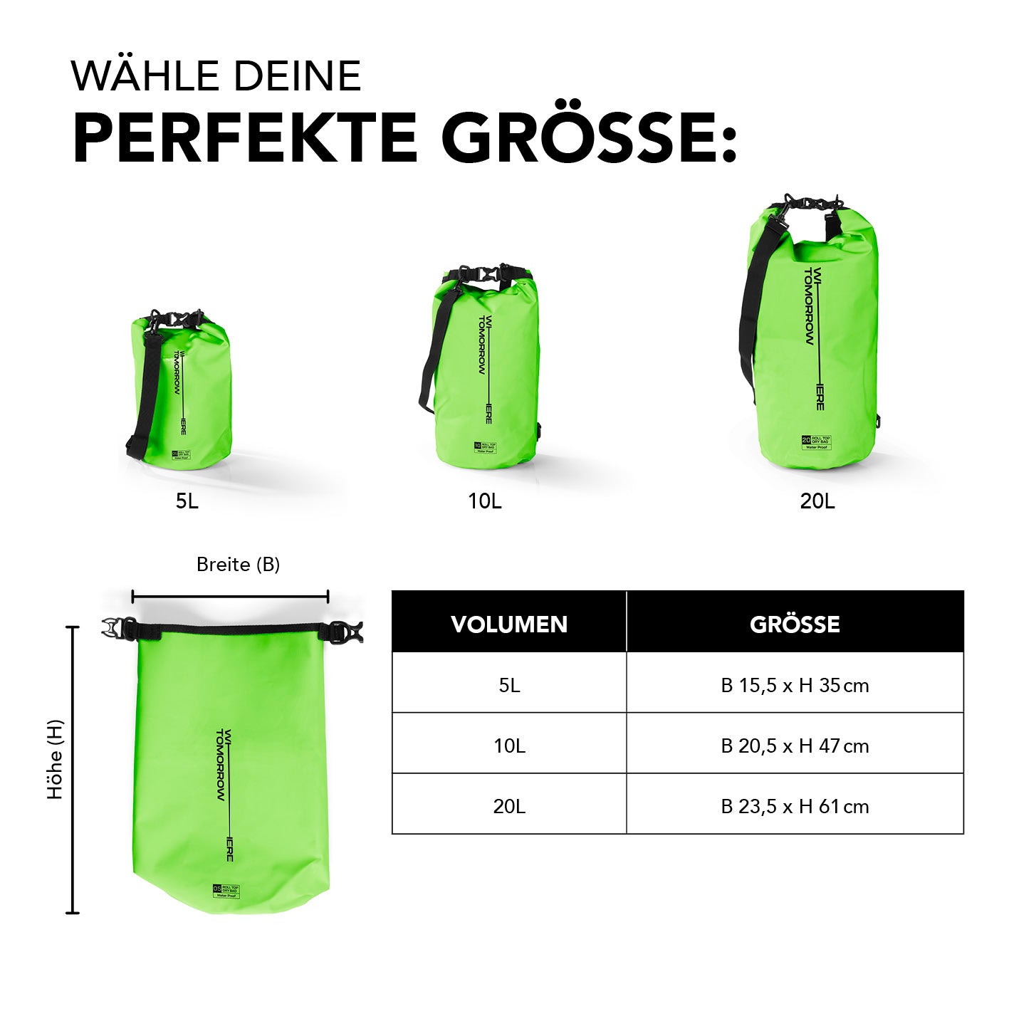 Dry Bag 20L - Style 02 - Grün