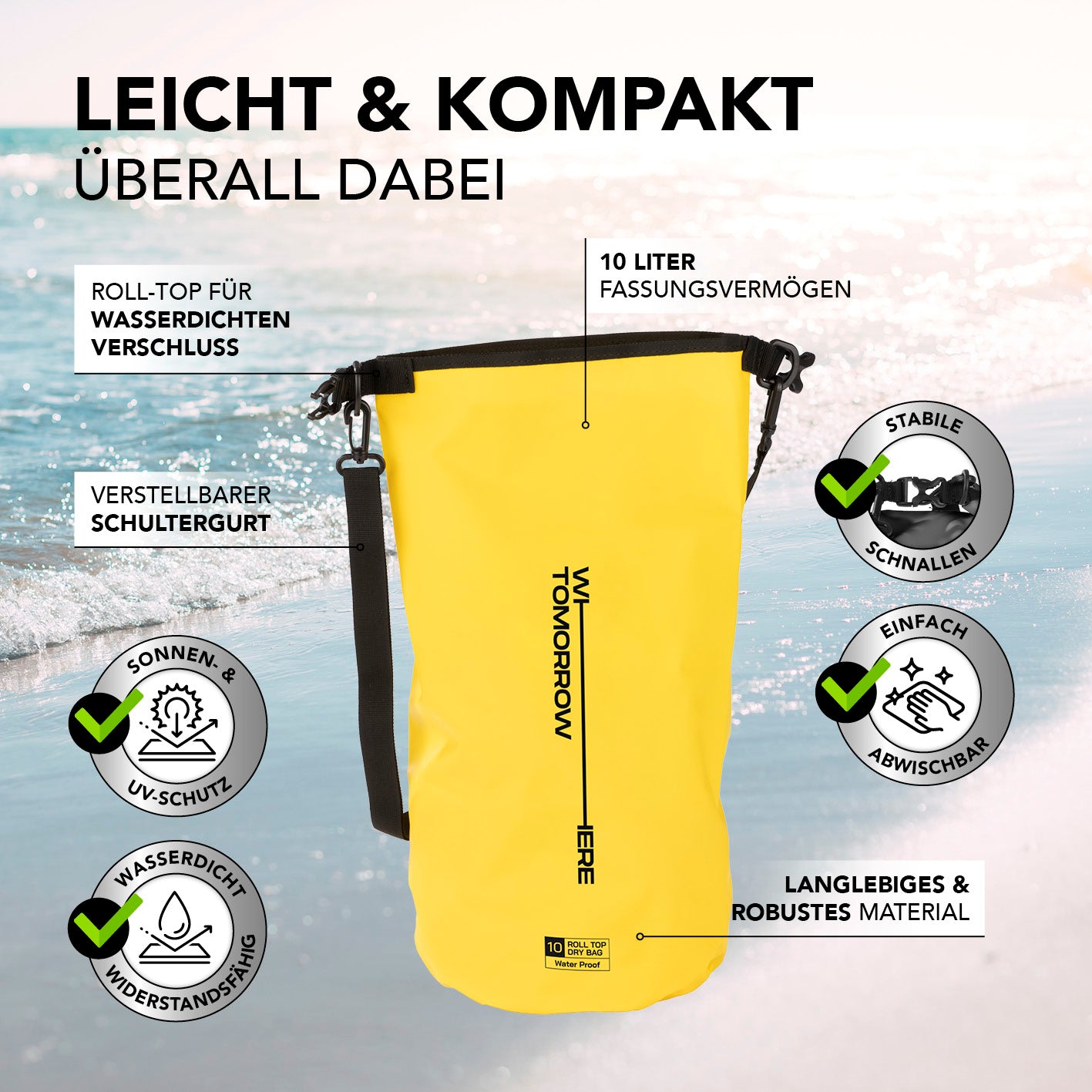 Dry Bag 10L - Style 02 - Gelb