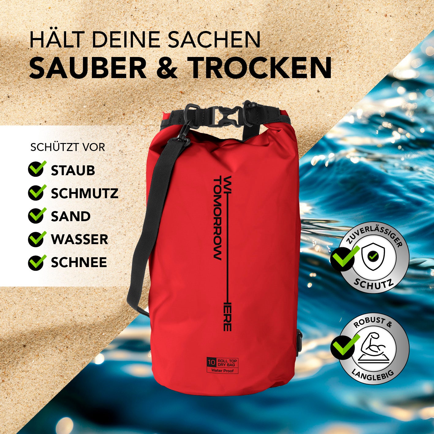 Dry Bag 10L - Style 02 - Rot
