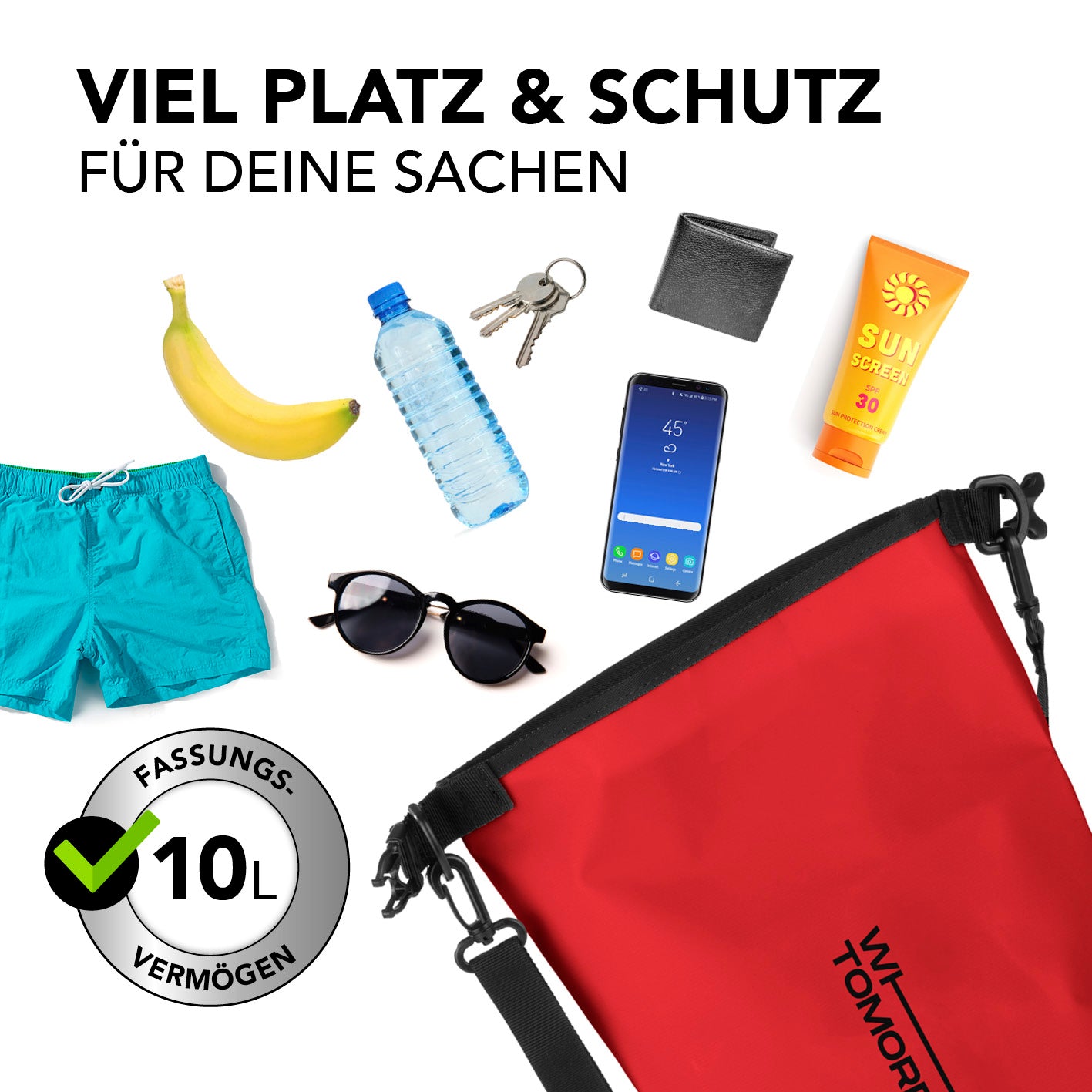 Dry Bag 10L - Style 02 - Rot