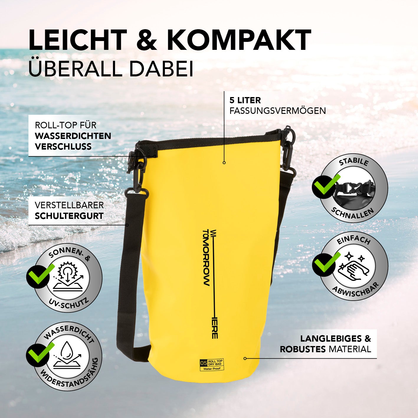 Dry Bag 5L - Style 02 - Gelb