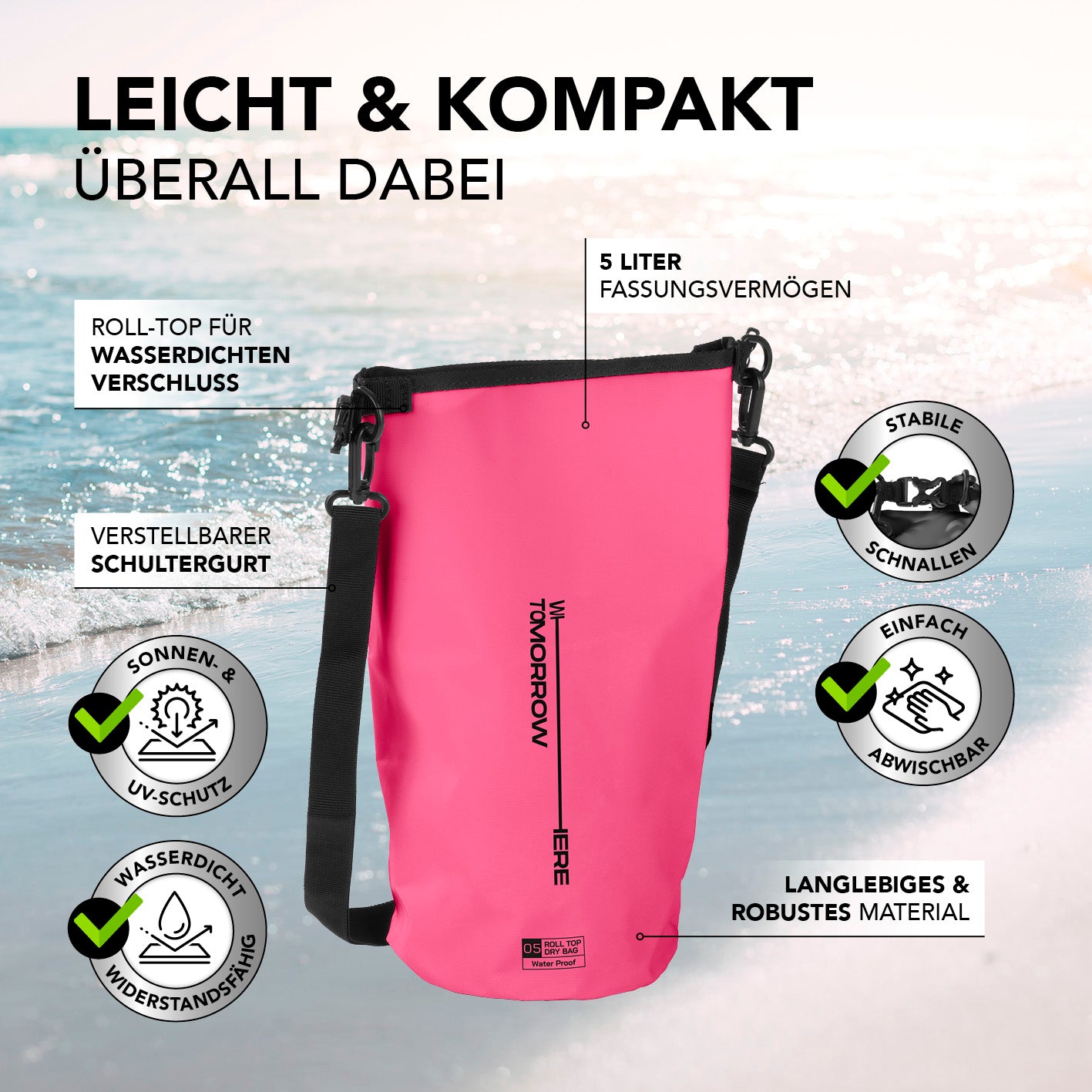Dry Bag 5L - Style 02 - Pink