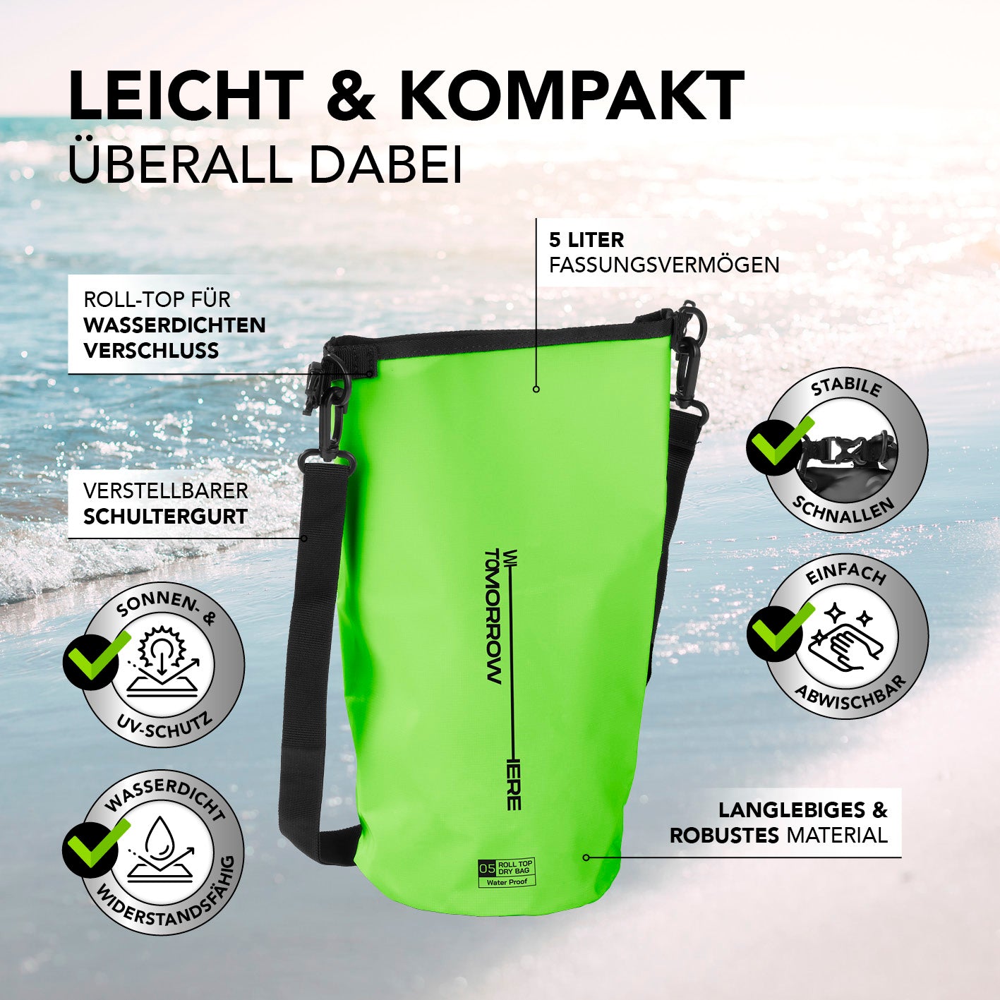 Dry Bag 5L - Style 02 - Grün