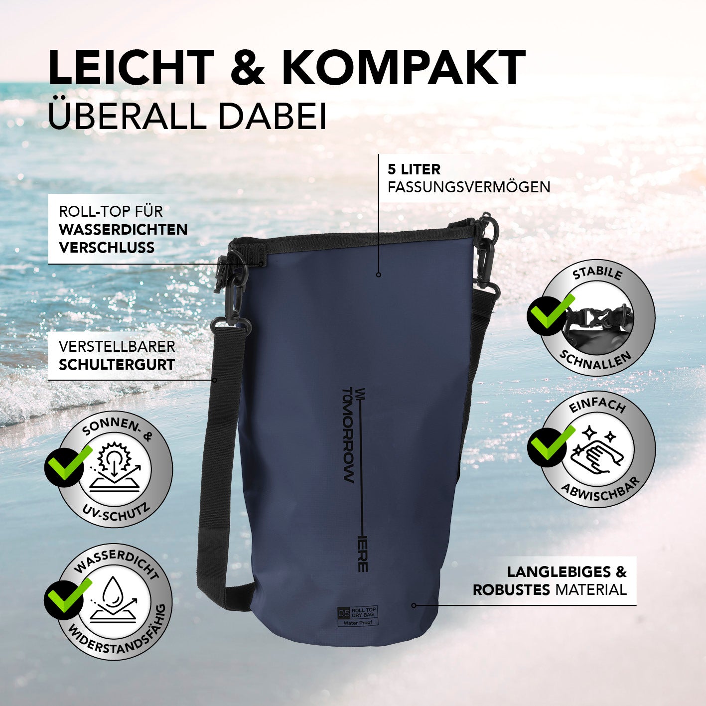Dry Bag 5L - Style 02 - Dunkelblau
