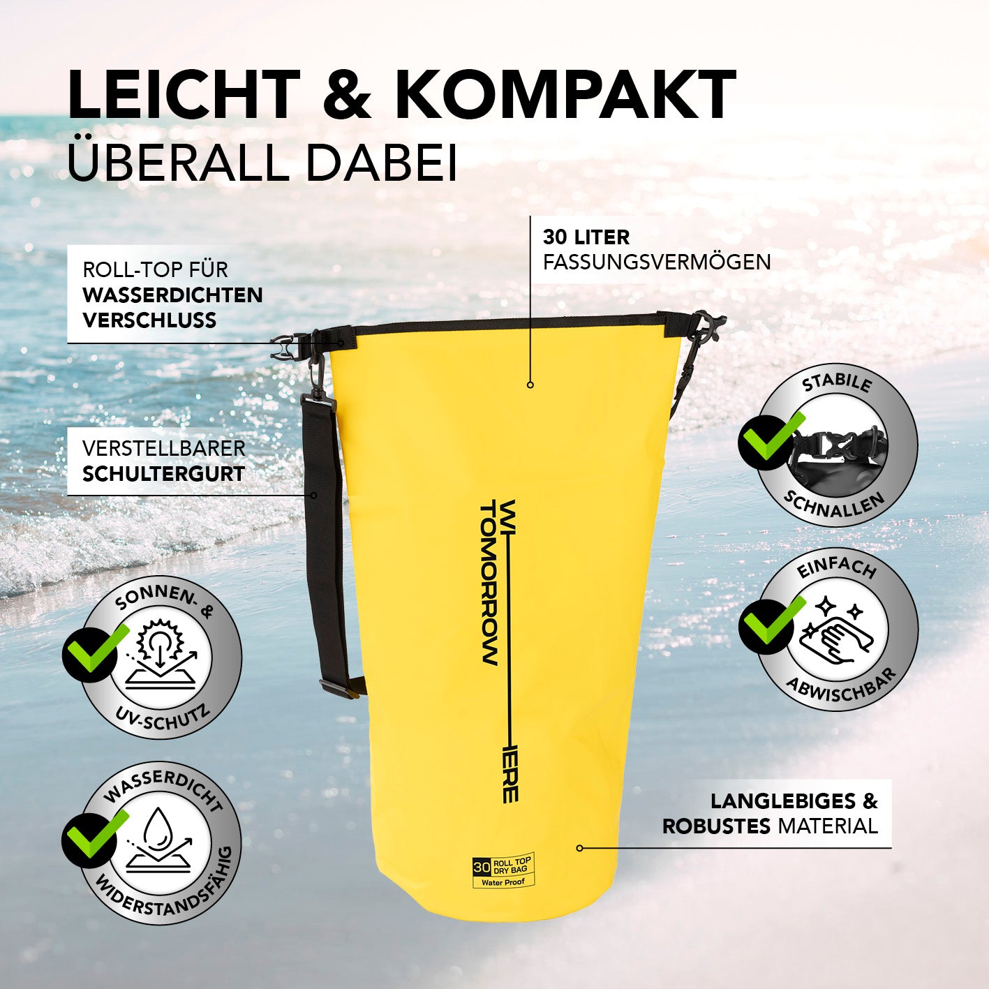 Dry Bag 30L - Style 01 - Gelb