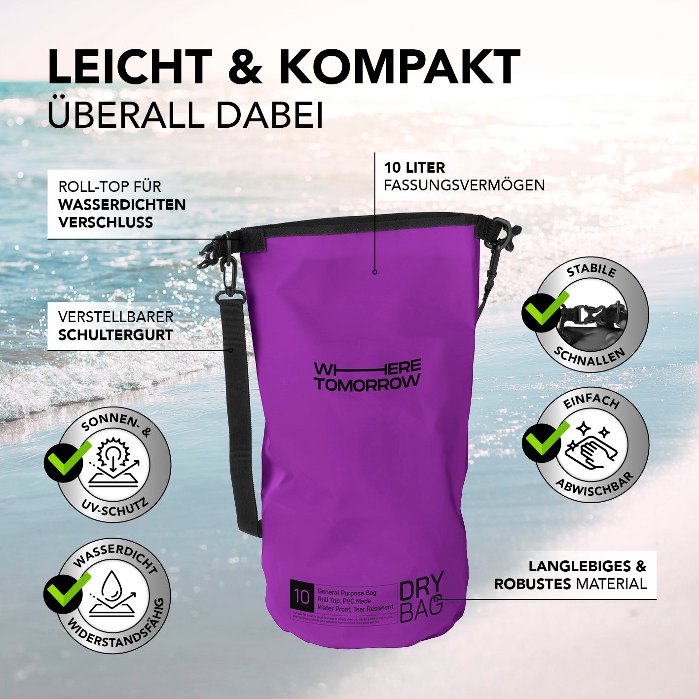 Dry Bag 10L - Style 01 - Lila