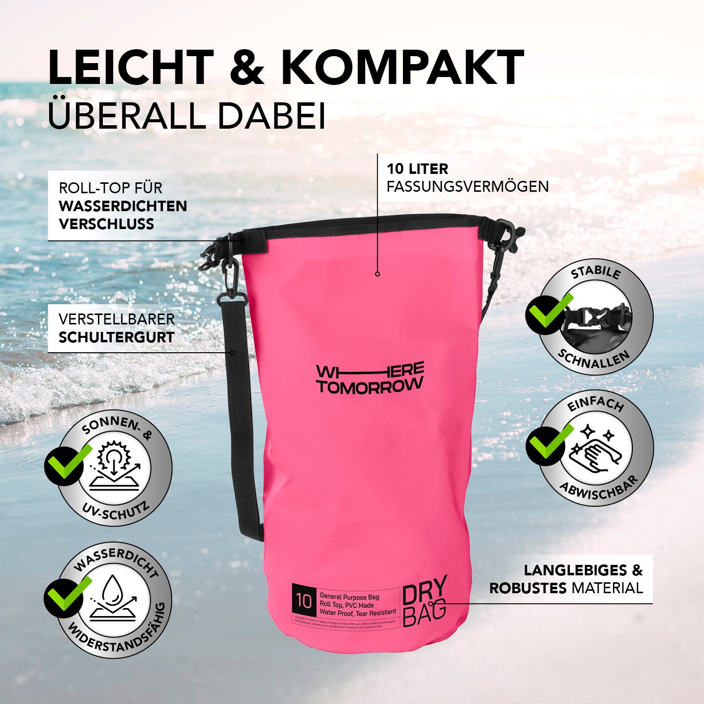 Dry Bag 10L - Style 01 - Pink