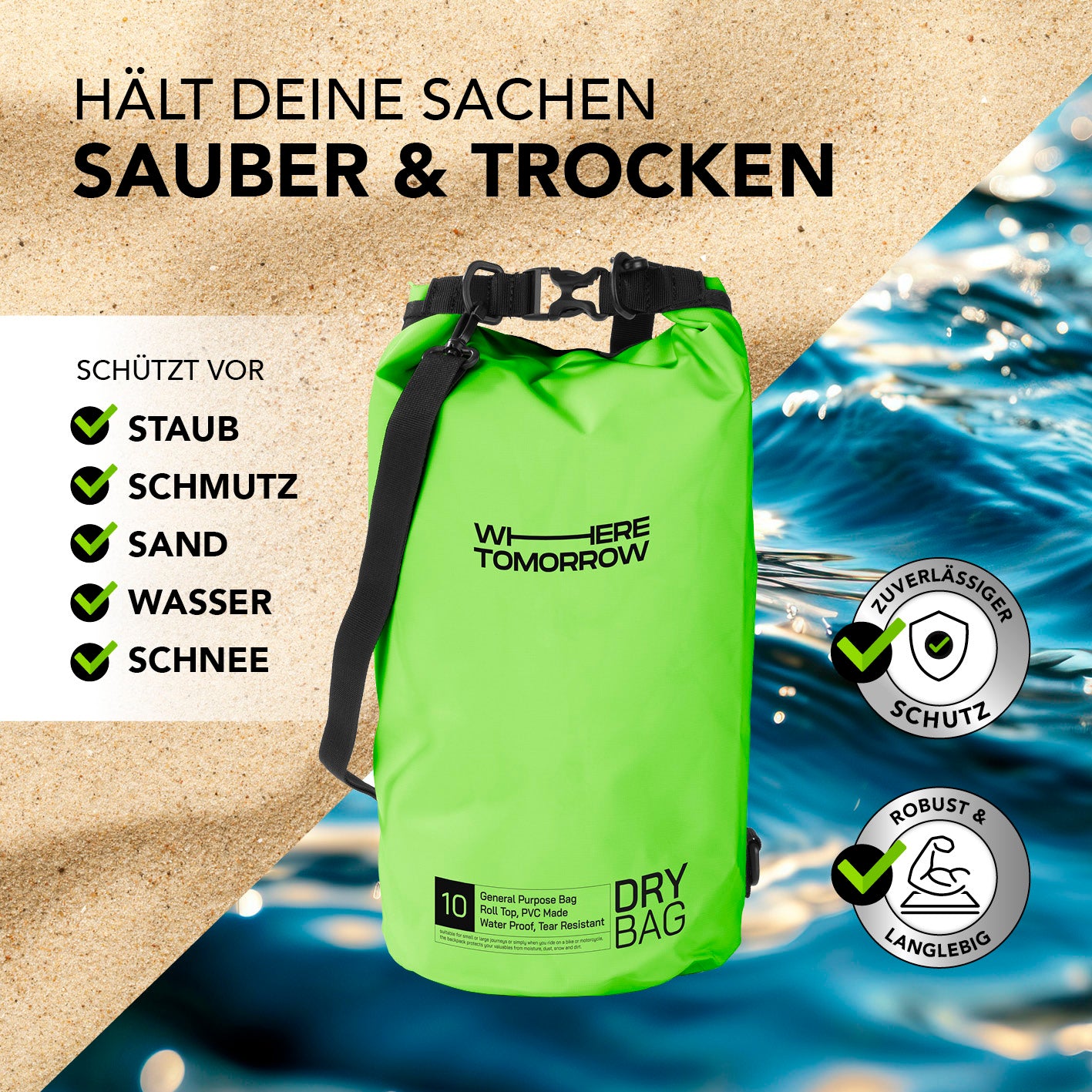 Dry Bag 10L - Style 01 - Grün