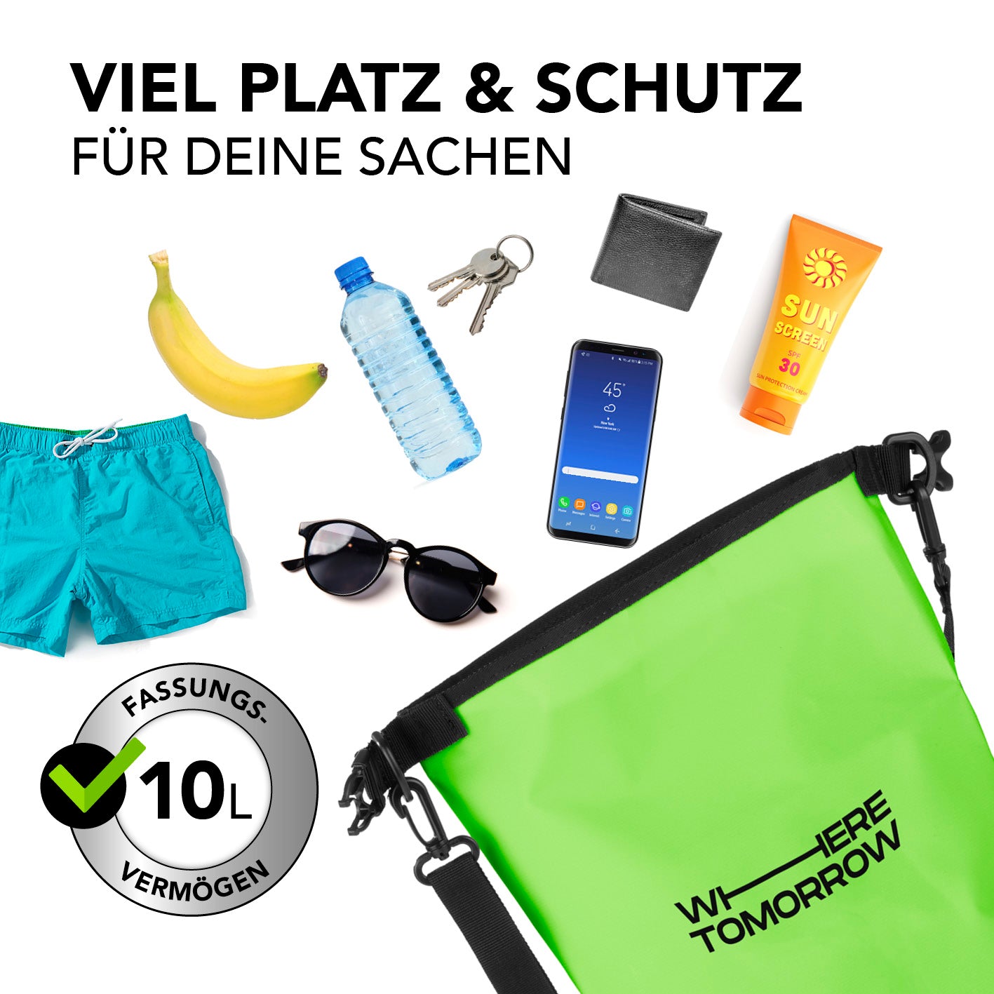 Dry Bag 10L - Style 01 - Grün