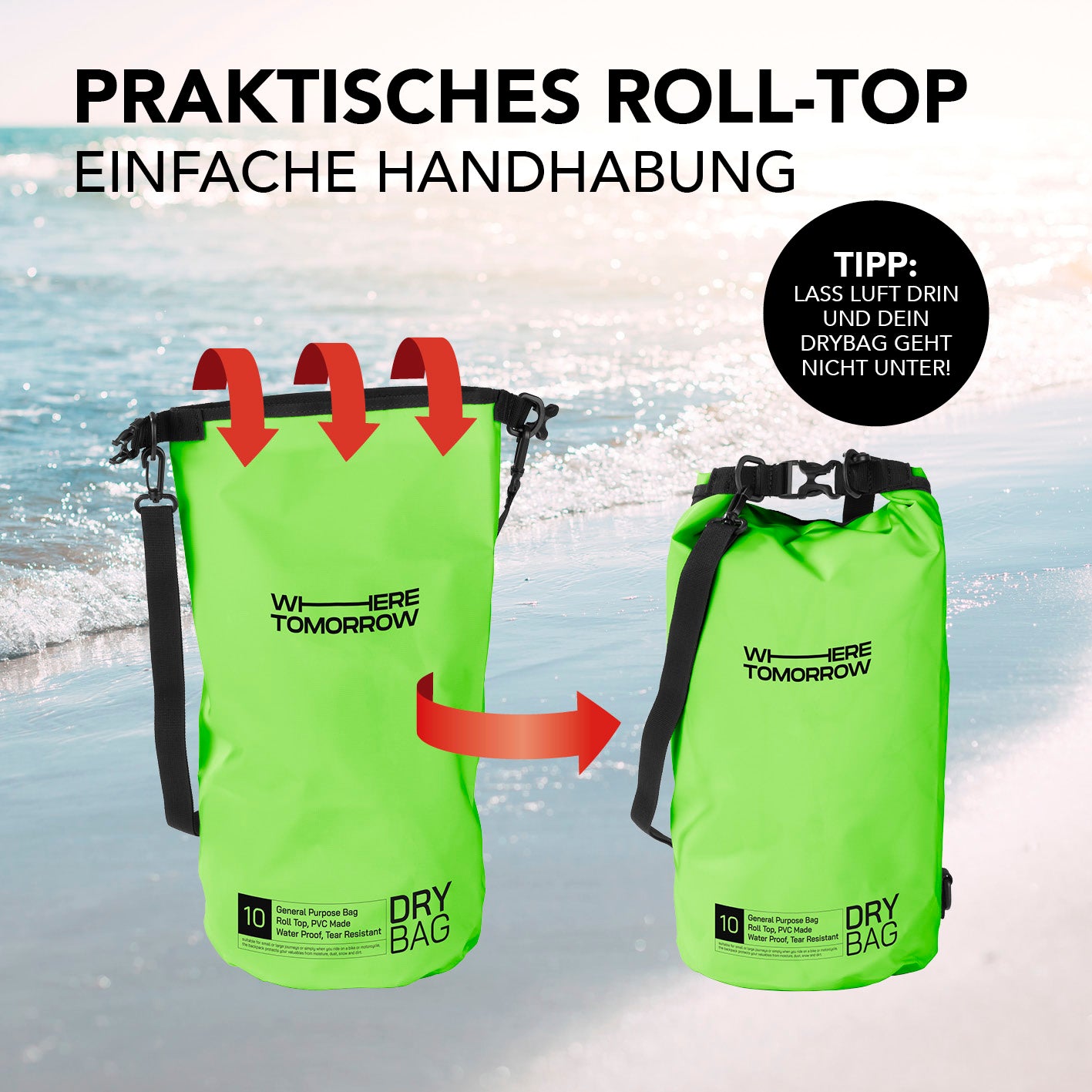 Dry Bag 10L - Style 01 - Grün