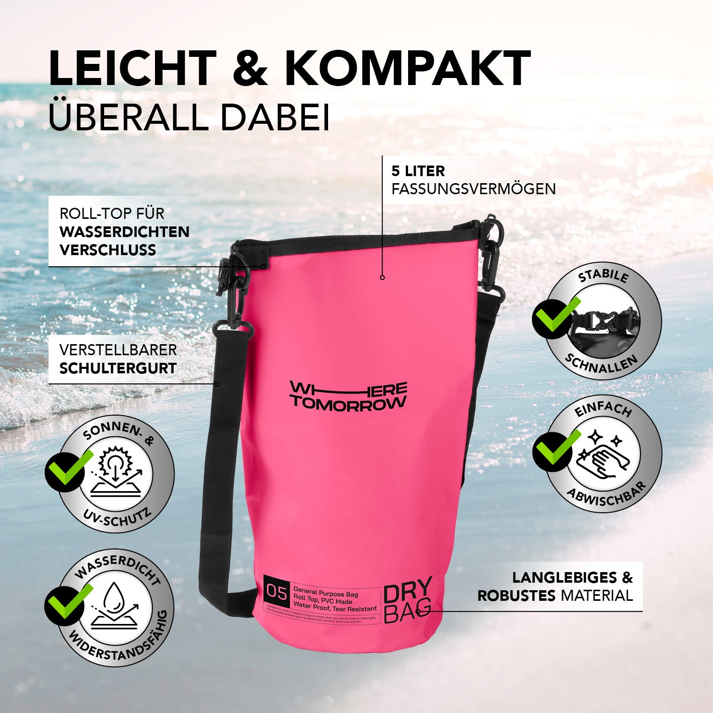 Dry Bag 5L - Style 01 - Pink
