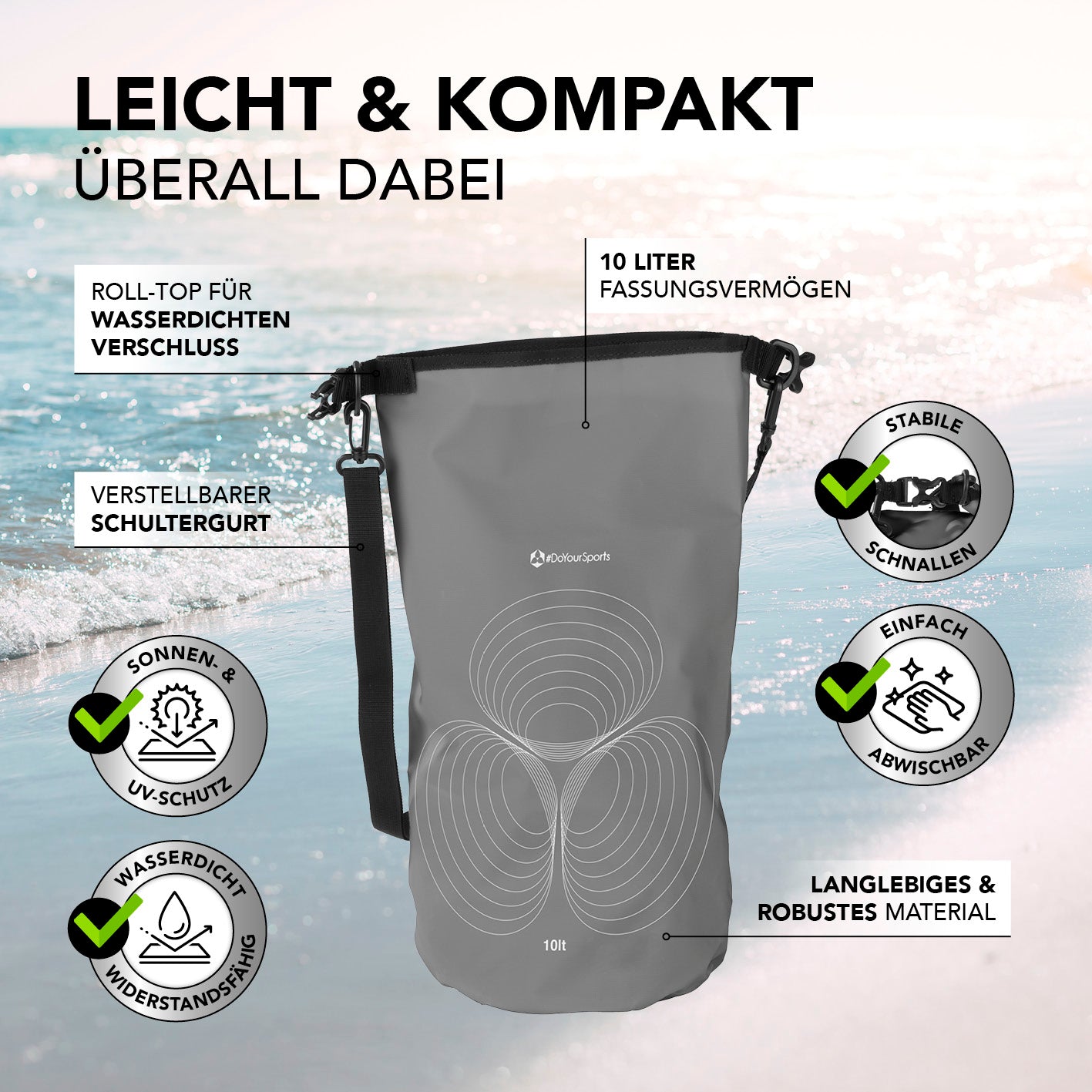 Dry Bag 10L - Grau
