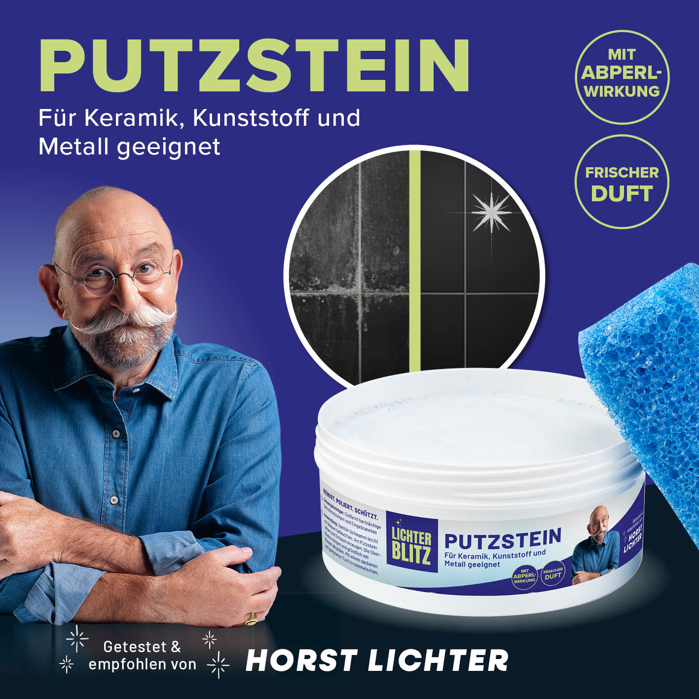 Putzstein - 2er-Set (2x 500 g) zur effektiven Reinigung von Keramik, Kunststoff und Metall mit antibakterieller Wirkung und frischem Duft.