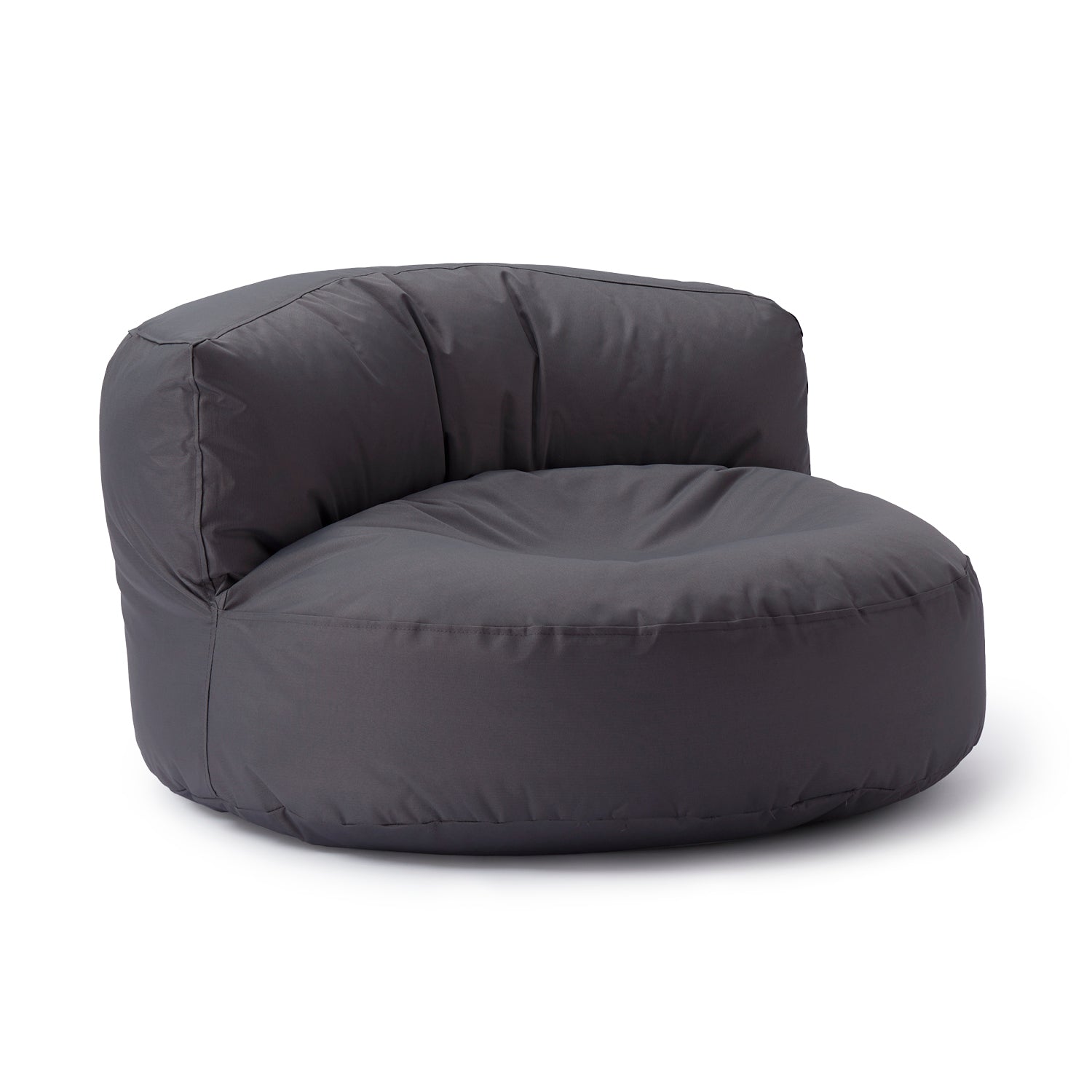 Sitzsack Lounge (320 L) - indoor & outdoor - Anthrazit in runder Form mit Rückenlehne für gemütliches Entspannen drinnen und draußen.