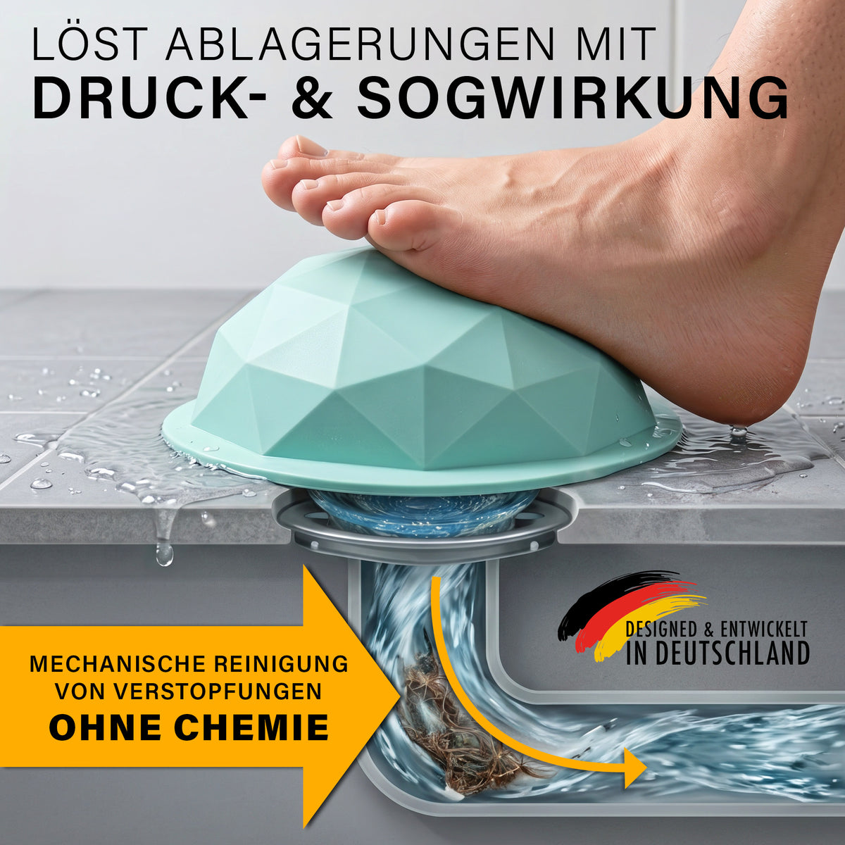 Abfluss-Pömpel für Dusche & Waschbecken
