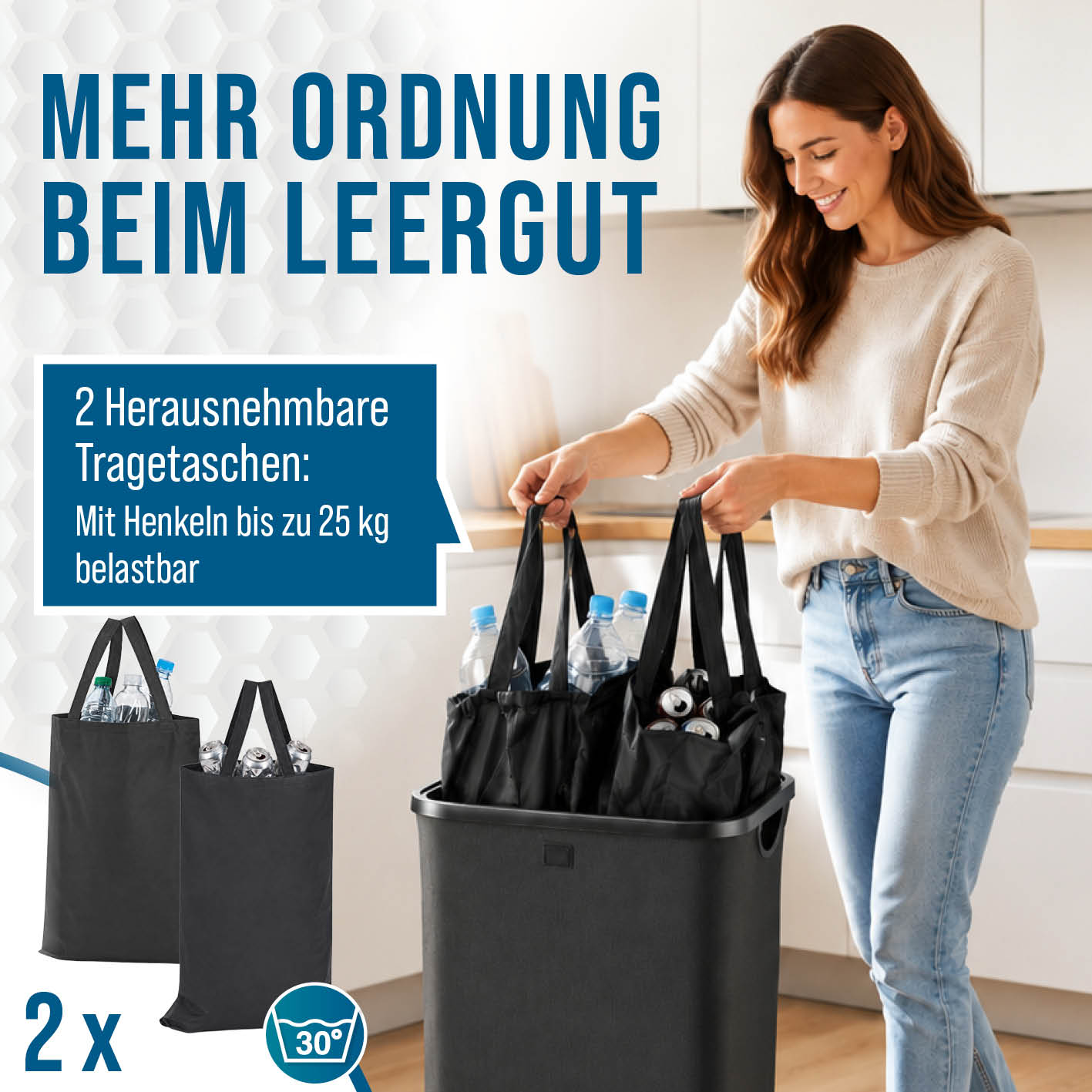 Pfandflaschen-Sammelbehälter mit Doppeleinwurf