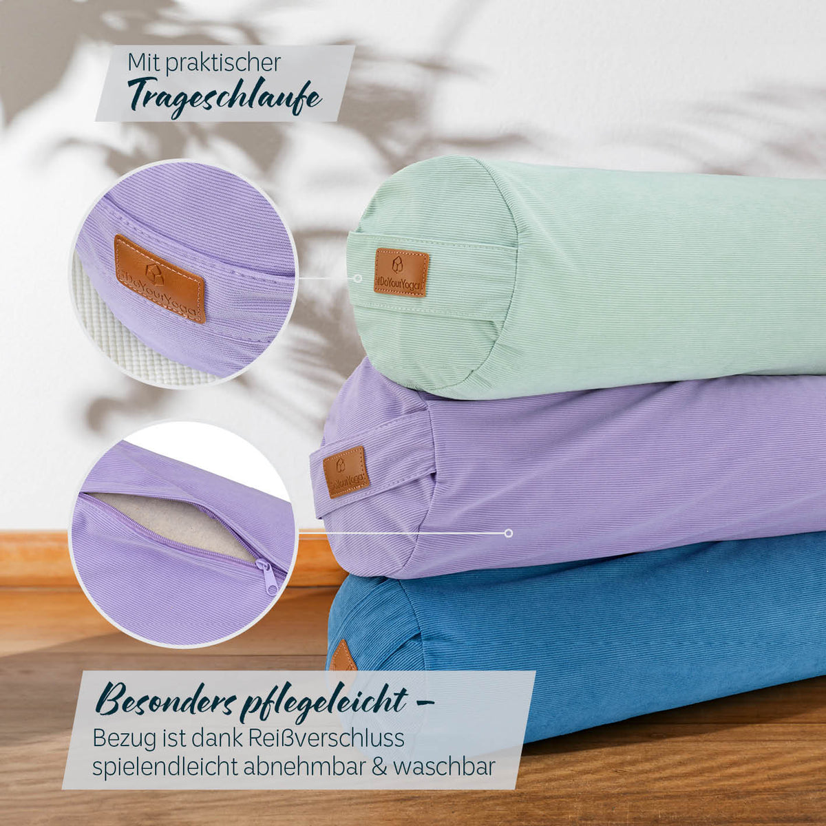 Yoga-Bolster Tarik - gefüllt mit Bio-Buchweizenschalen - 68 x 22 x 22 cm - Lila