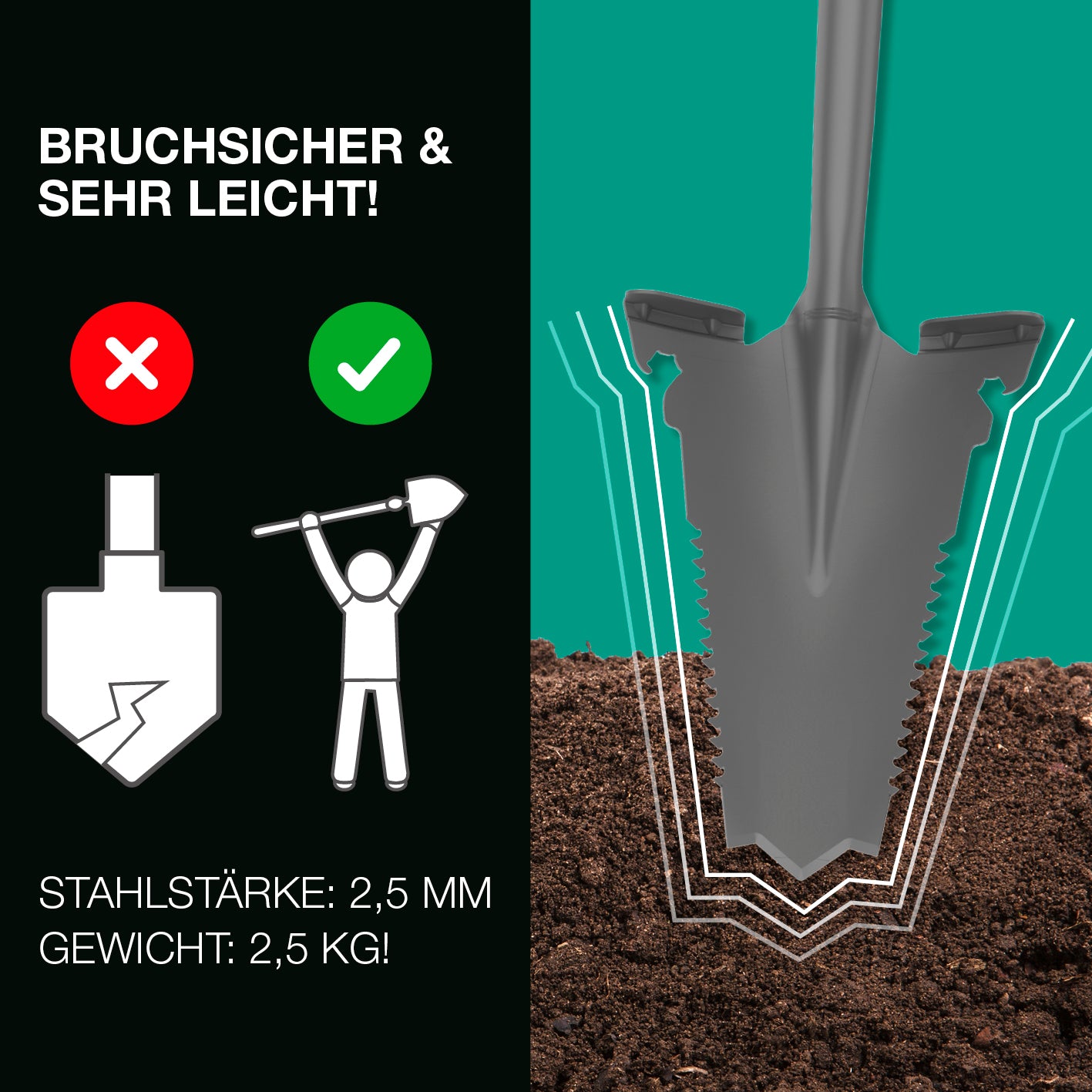 Gartenwerkzeug-Set mit Wurzelsägefunktion - 3-tlg.