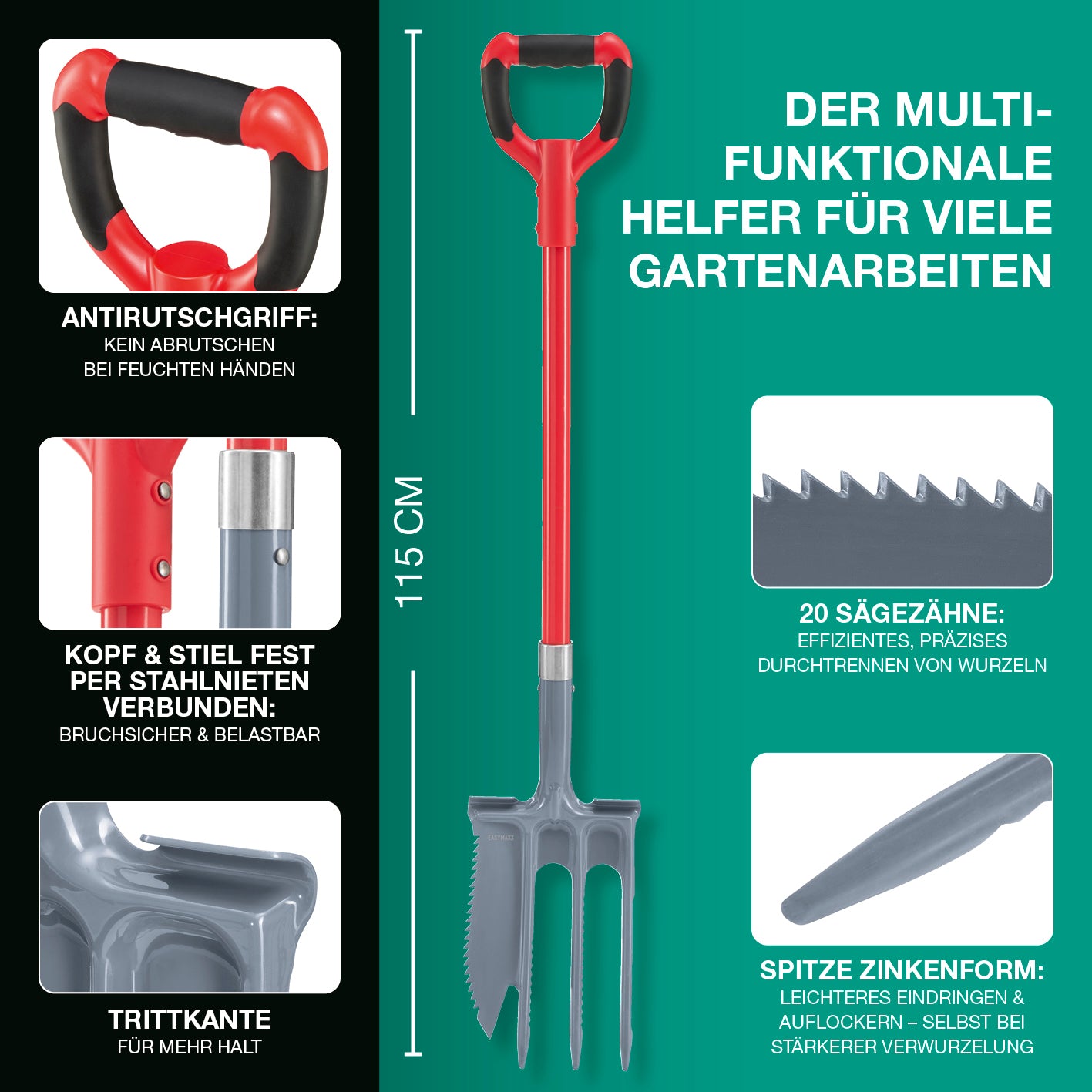 Gartenwerkzeug-Set mit Wurzelsägefunktion - 3-tlg.