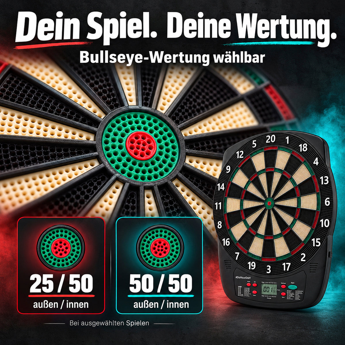 Elektro-Dartscheibe - inkl. 12 Darts mit Flights