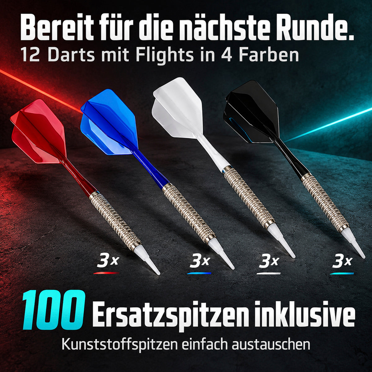 Elektro-Dartscheibe - inkl. 12 Darts mit Flights