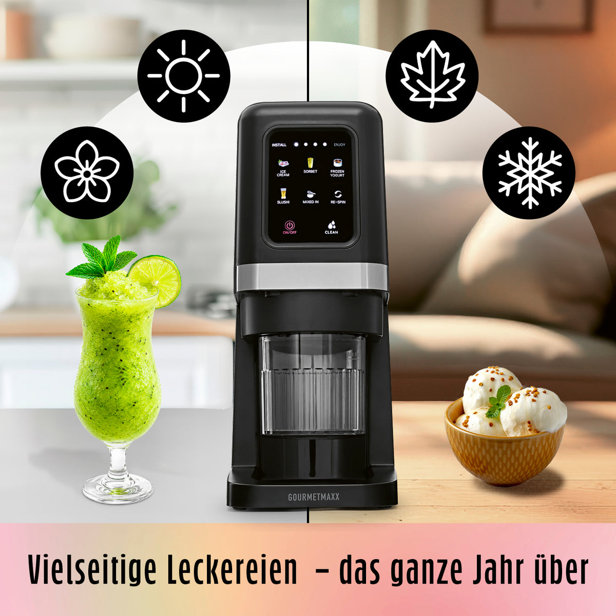 SmoothUp Touch Eismaschine + 3 Eisbecher