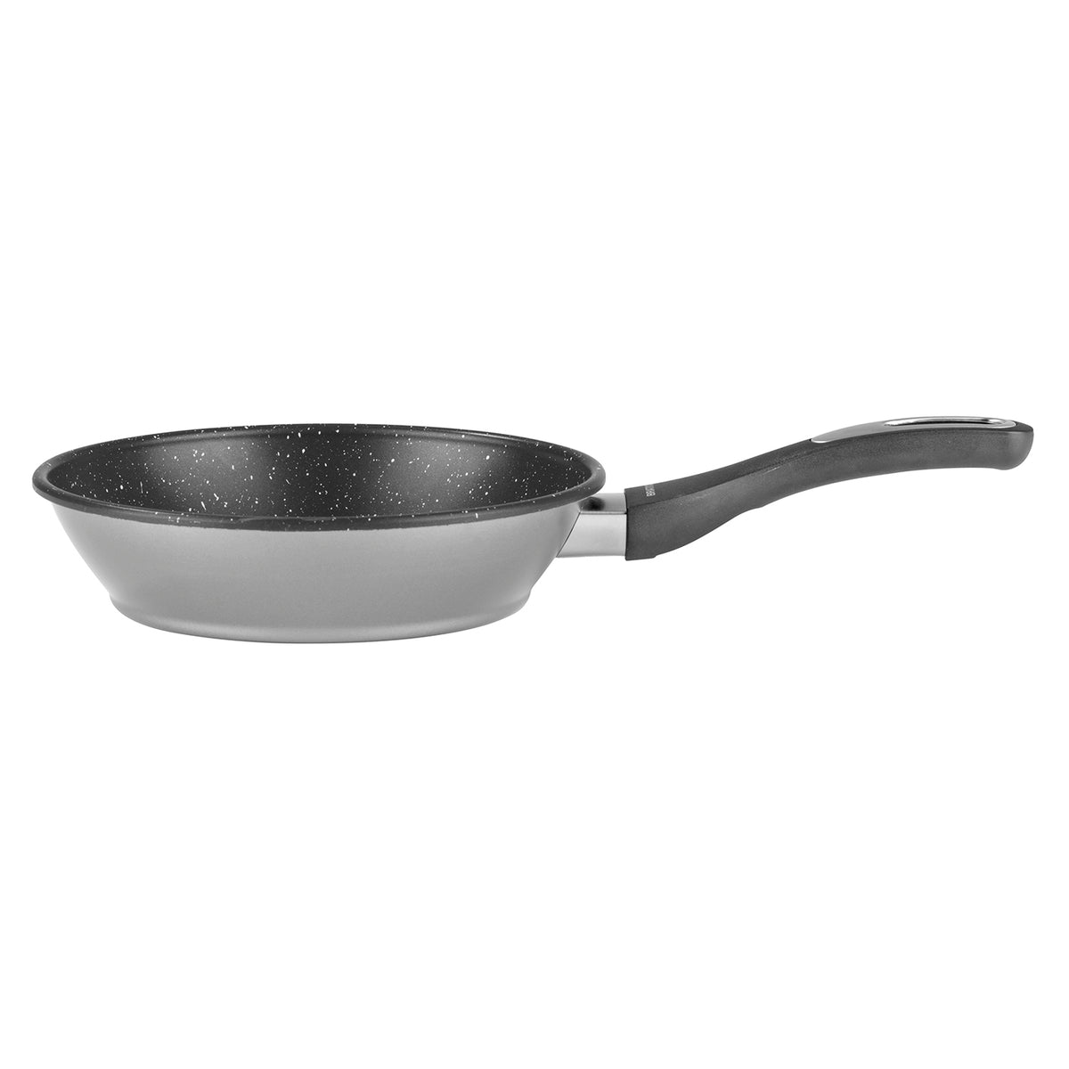 Keramik-Pfanne - 20 cm - Anthrazit mit langem Griff in Seitenansicht