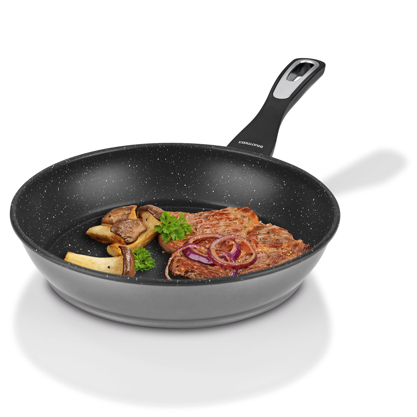 Keramik-Pfanne - 28 cm mit 2-facher Keramikbeschichtung, Abperleffekt, kratzunempfindlich und Cool-Touch-Griff aus Edelstahl.