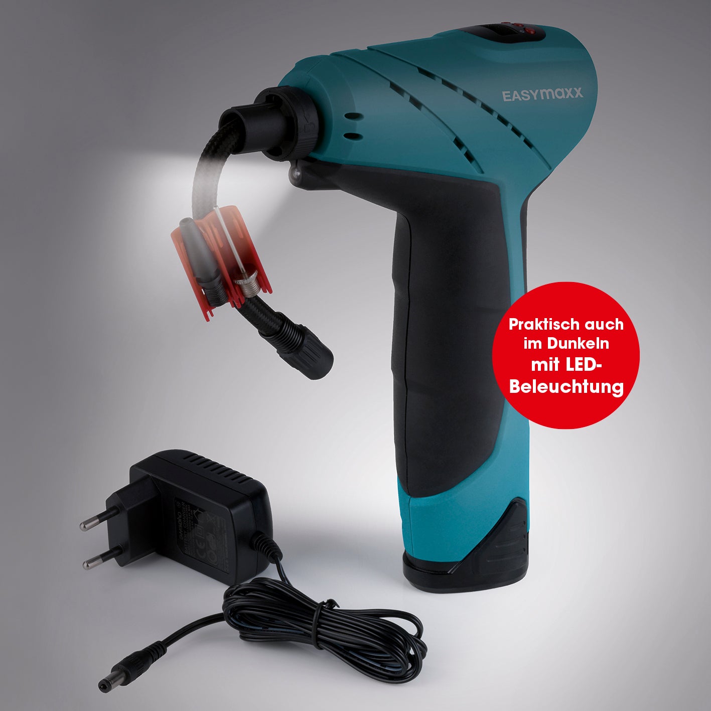 Akku-Handkompressor mit LED-Beleuchtung - blau/schwarz