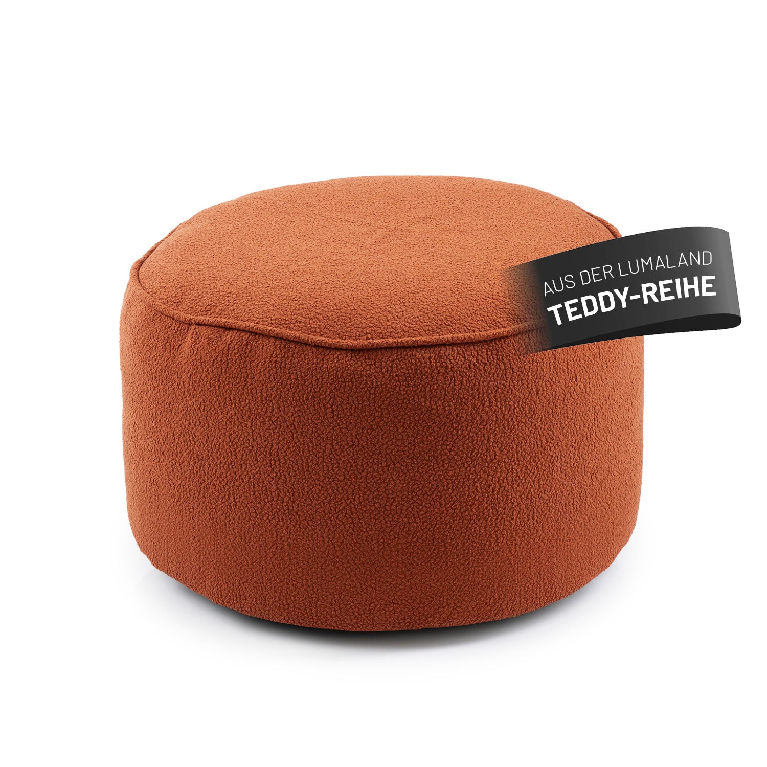 Sitzsack Pouf aus der LUMALAND Teddy-Reihe - Terracotta, kompakt, plüschig, vielseitig als Sitzhocker, Fußschemel oder Ablage.